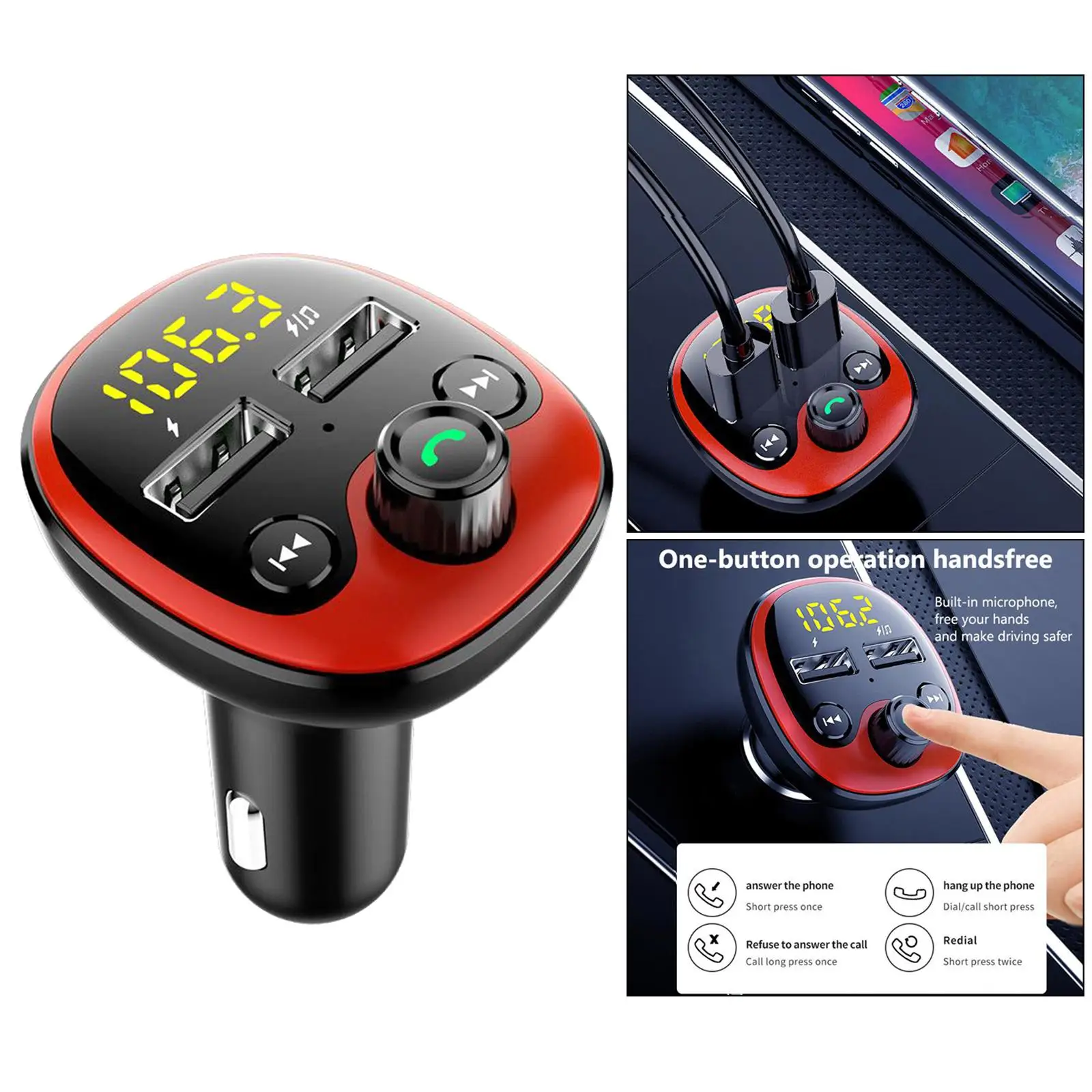 Car FM Bluetooth Handsfree TF MP3 Player 3.1A USB Charger Practical Car Vehicle Accessaries