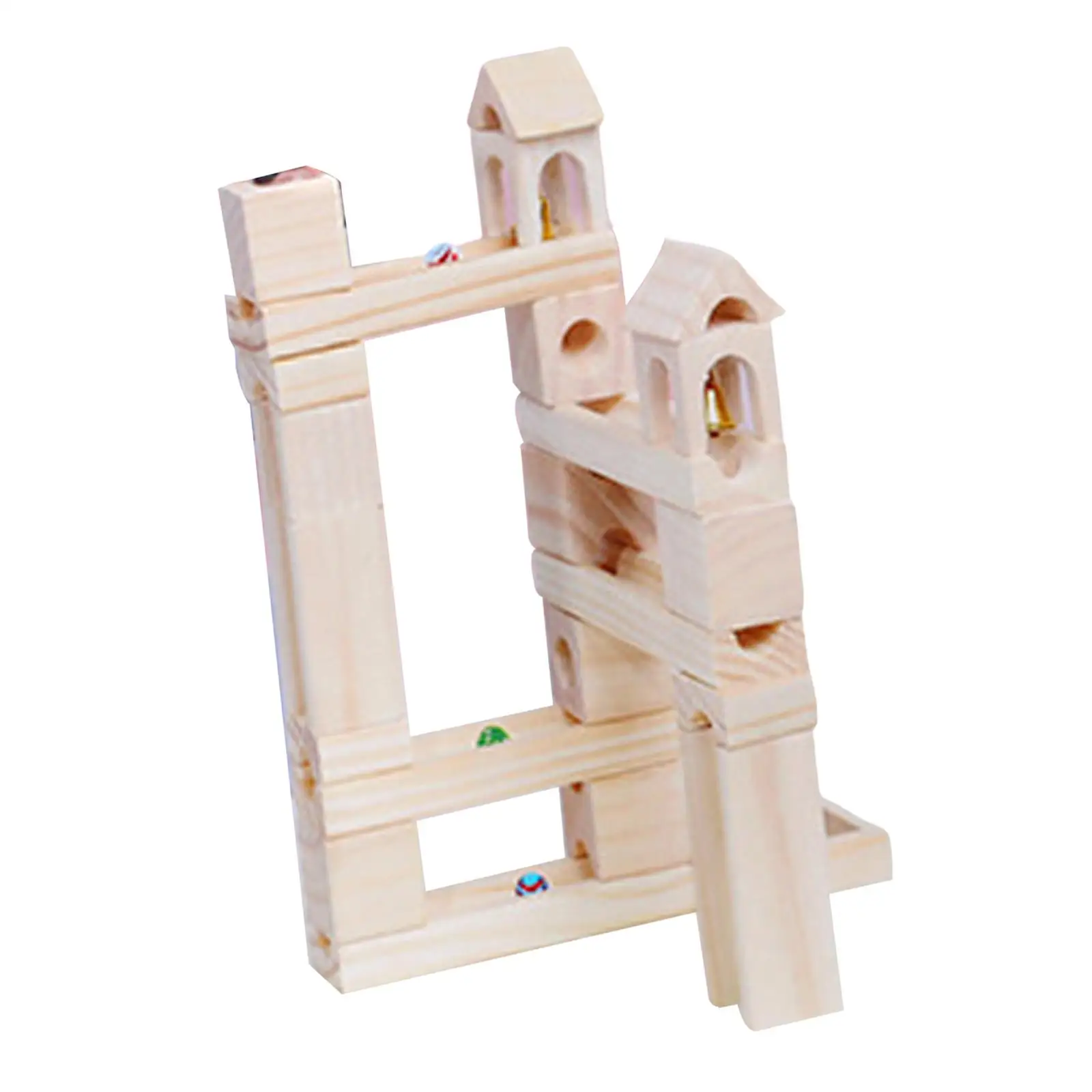 Wood Marble Run building blocks Marble Ramps Track Blocks Game for Preschool