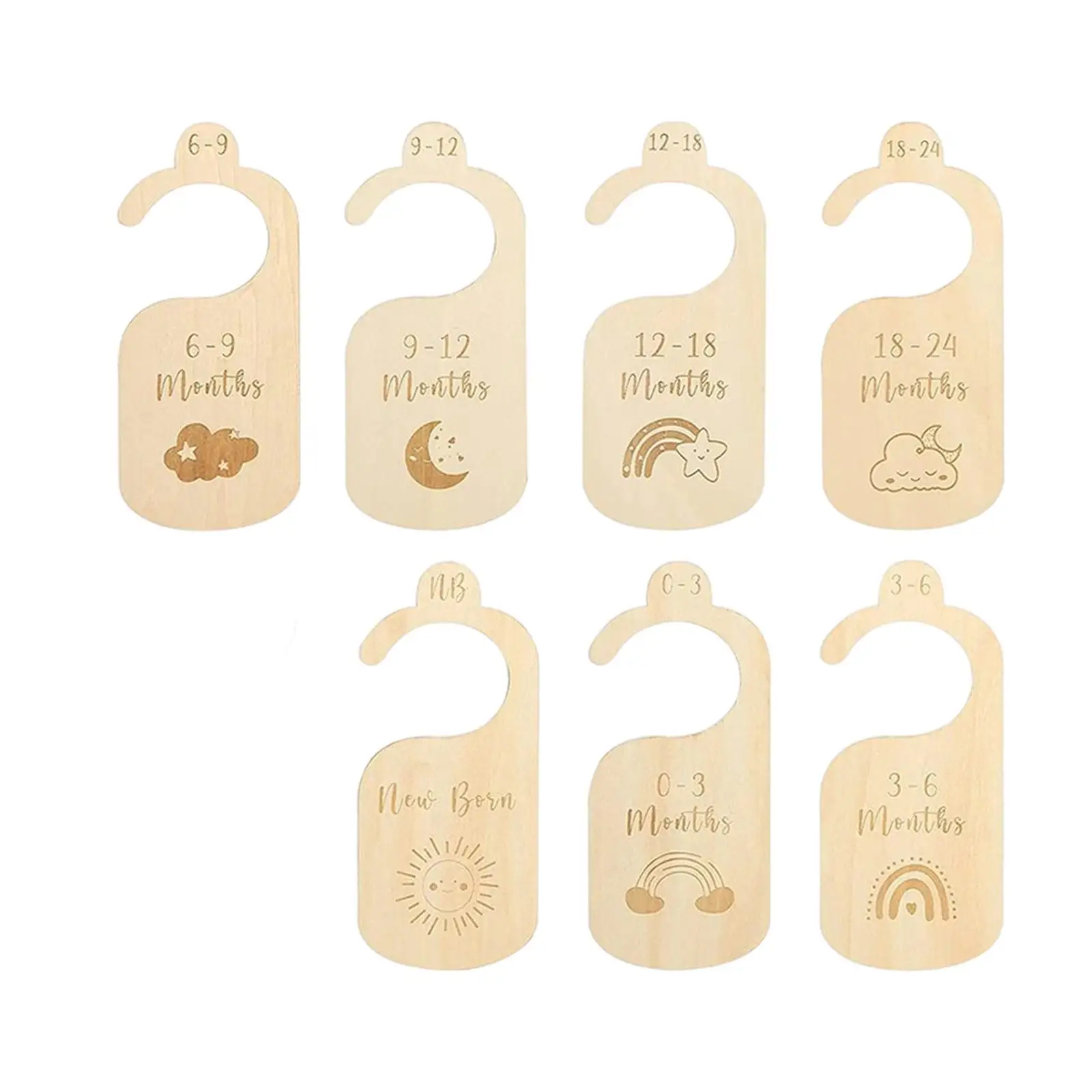 7 Pieces Double Sided Baby Closet Dividers Nursery Clothes Organizers Infant Wardrobe Divider Label New Mom Gift