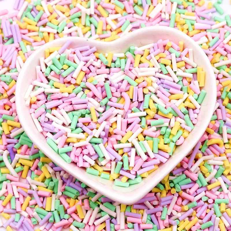 Süßigkeiten-Polymer-Ton-Scheiben, 1 mm, dünn, lang, zylindrisch, heiße Ton-Streusel für Schleim, DIY-Handwerk, winziges Kunststoff-Ton-Zubehör – Detail 17
