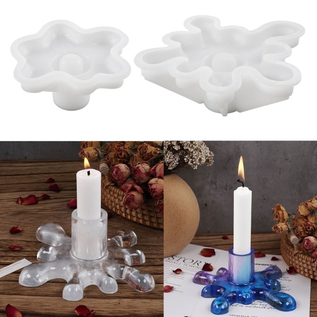 Lot De 4 Moules En Silicone Pour Bougeoirs De Noël - Père Noël, Bonhomme De Neige, Cloche, Renne, Pour Résine époxy