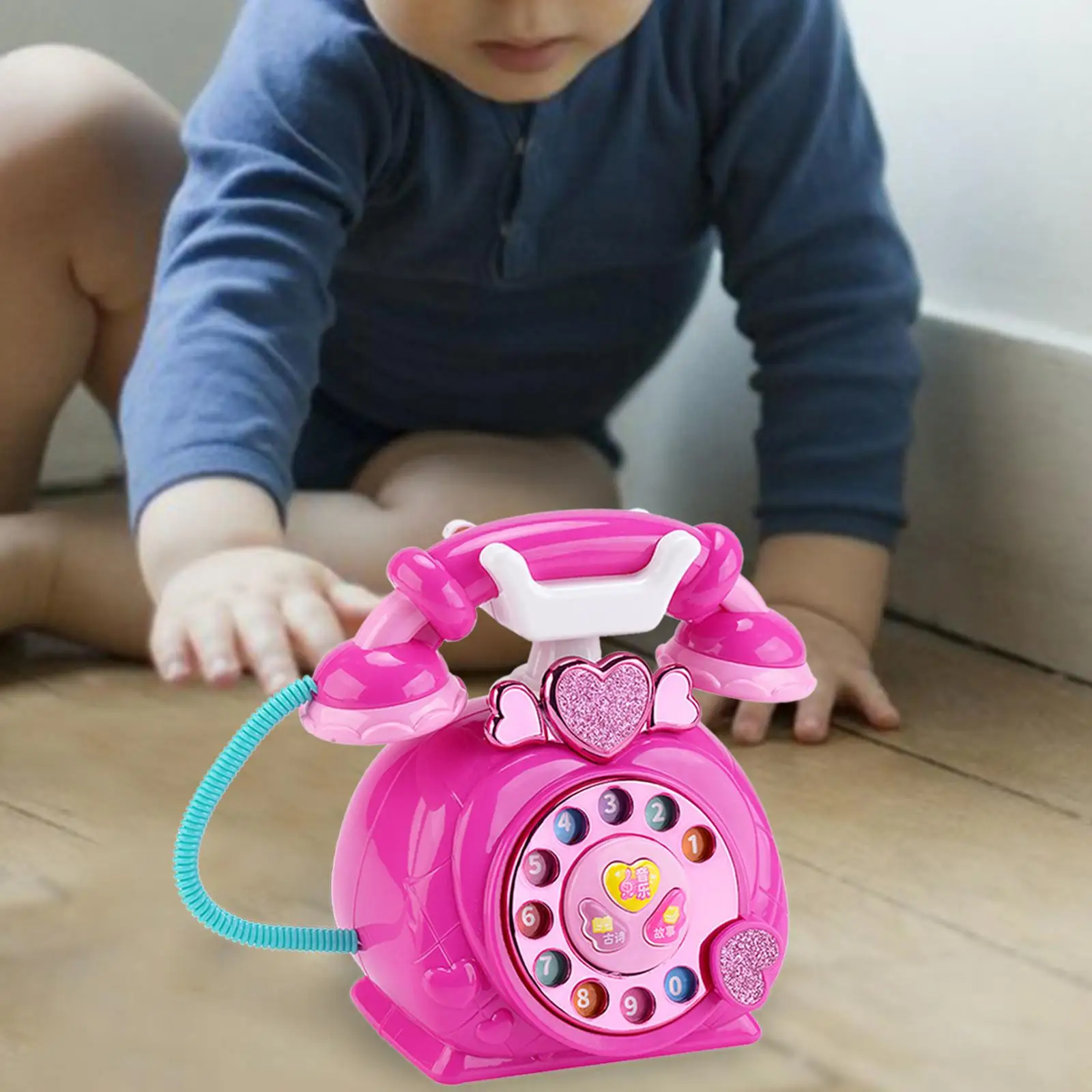 Telephone Toy Storytelling Machine Chinese English Bilingual Early Education with with Light Phone Toy for Children Toddlers