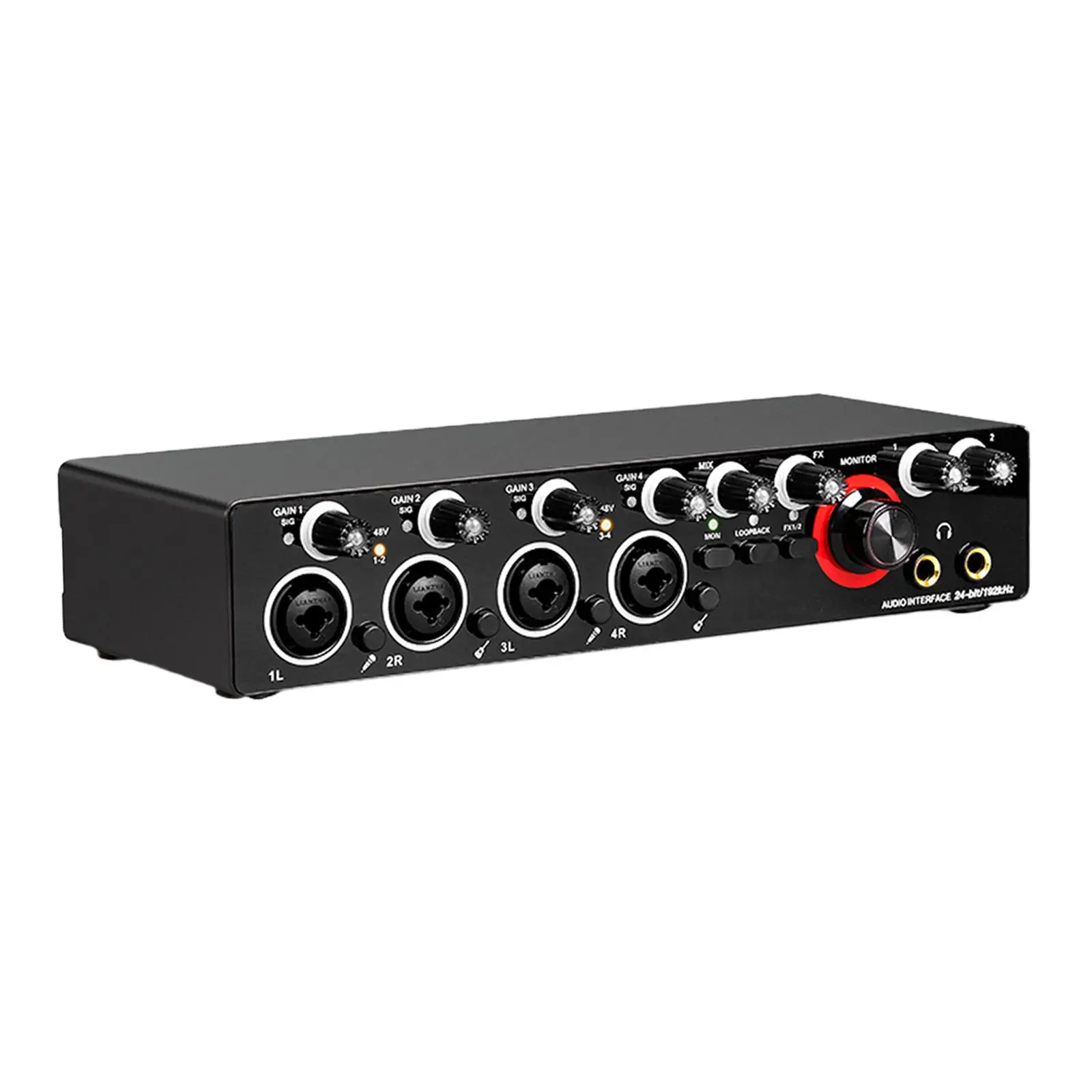 External Sound Card Audio Equipment 4 Way USB Audio Interface for Recording Music K Songs Live Streaming Gaming Voice Chatting