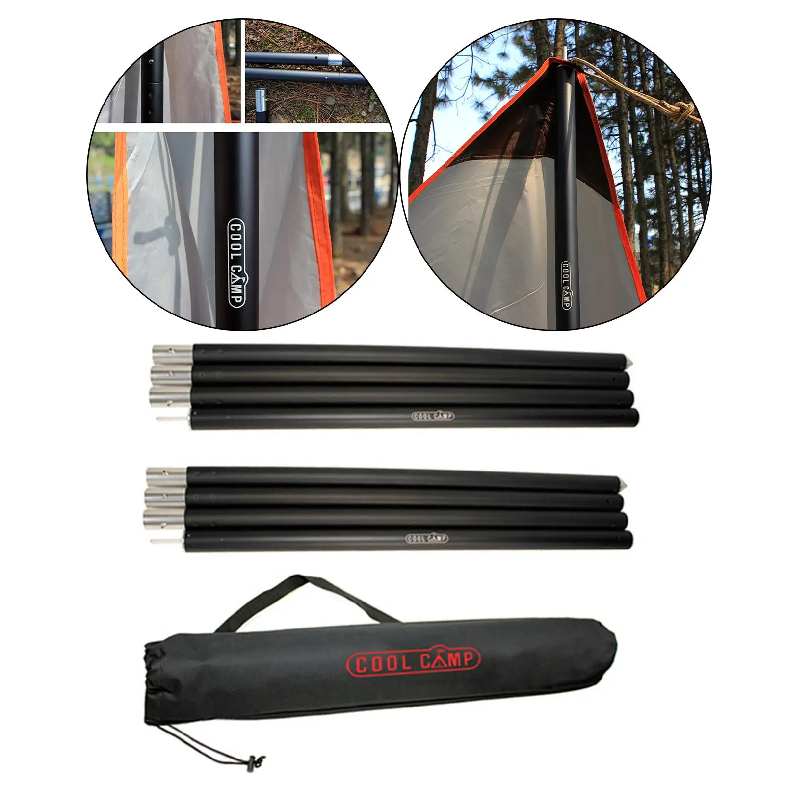 280cm Aluminum Tent Tarp Rod Assembled  for Camping, Awnings,Shelters Versatile Collapsible Easy to Install Multifunction