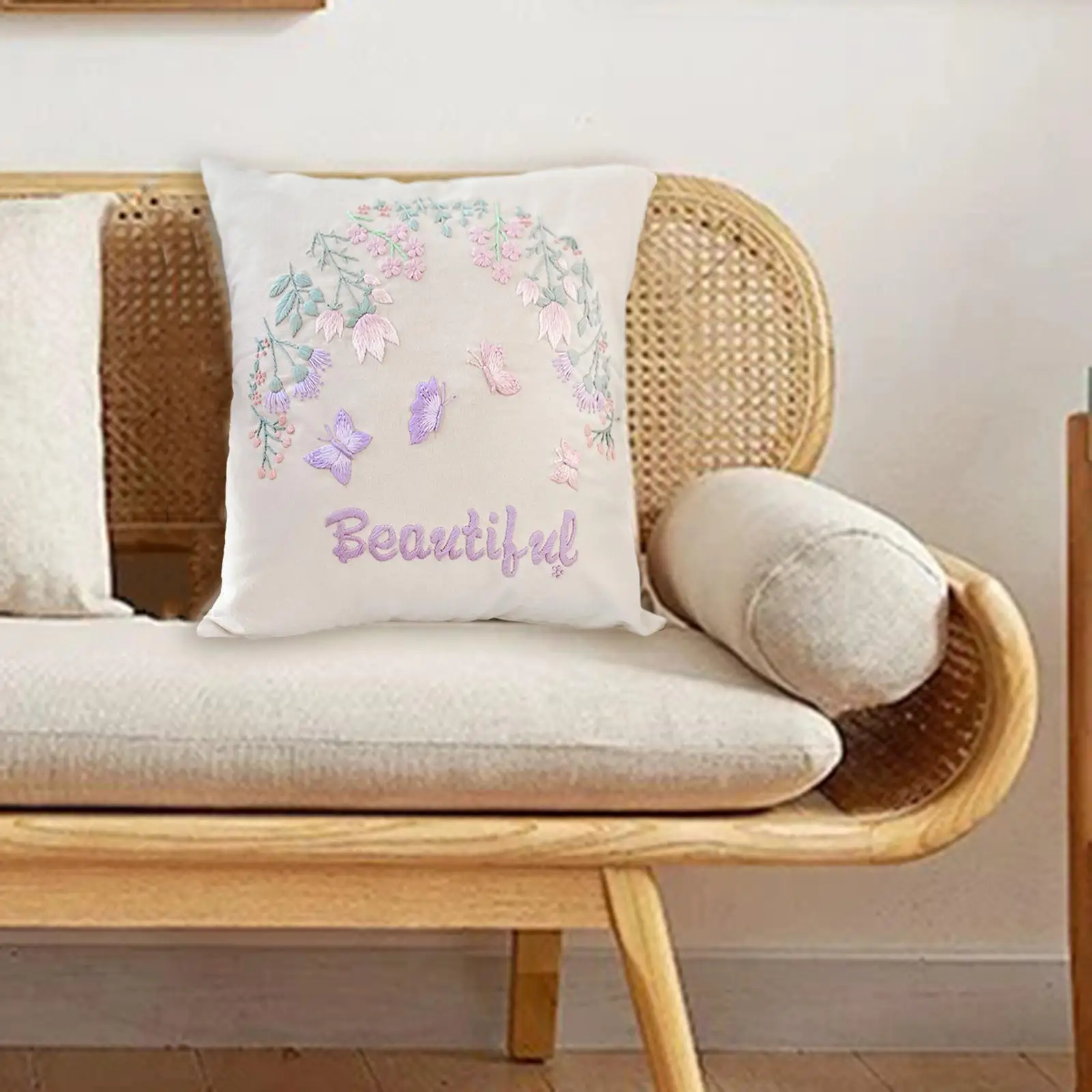 Embroidery Pillow Covers Kits Gift DIY Sewing Craft Decorative Pillow Cover Cushion Cases Semi-finished for Adults Beginners