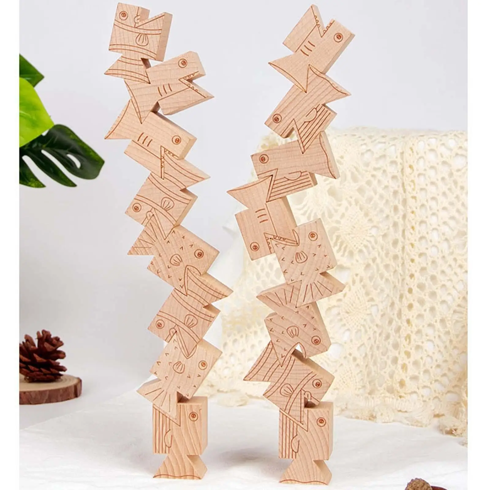 16Pcs Wooden Stacking Blocks Building Blocks for Kids Early Educational Toy