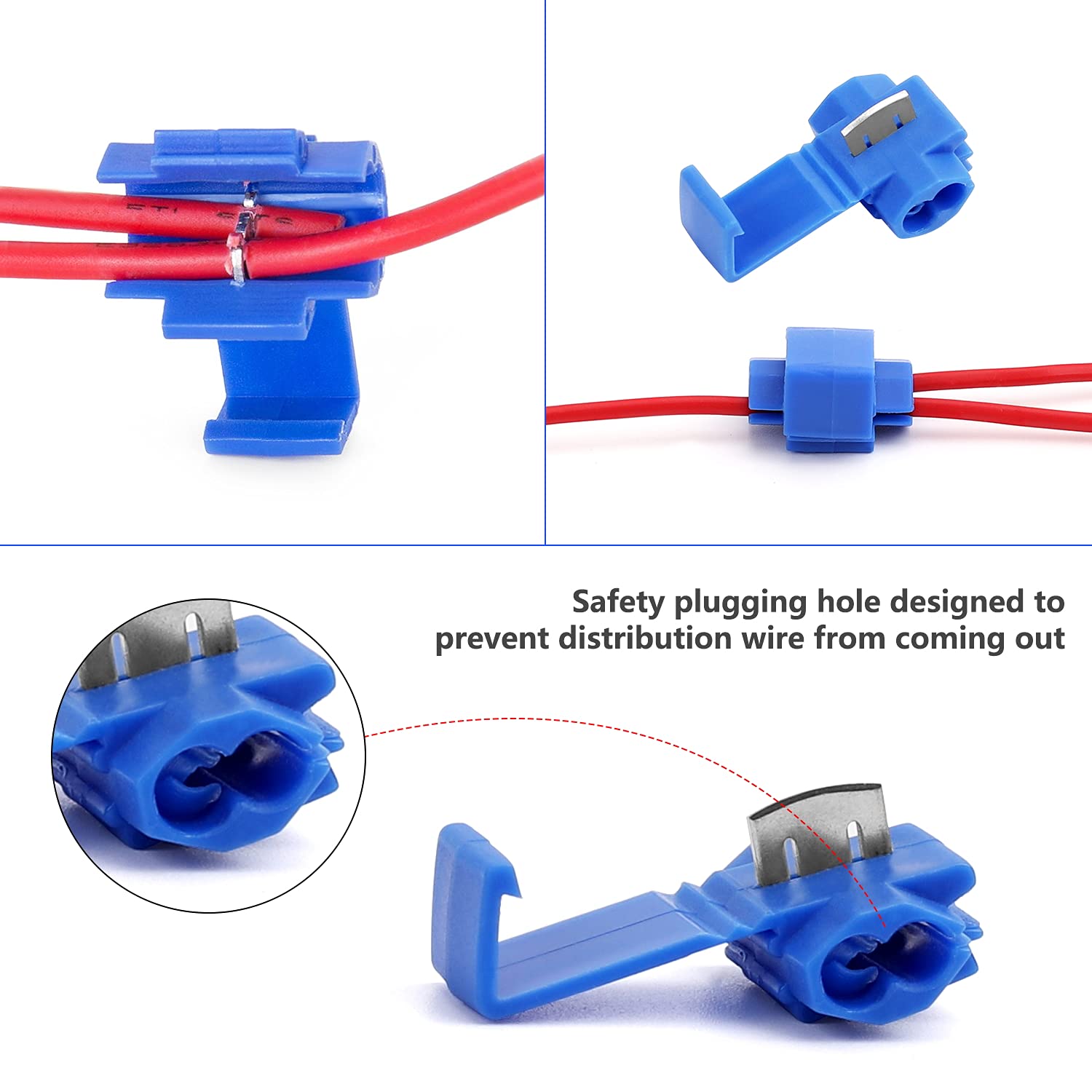 Description Picture 5 of item10-50pcs Wire Cable Connectors Scotch Lock Electric Quick Splice Terminals Crimp Non Destructive Without Breaking Line AWG 22-18