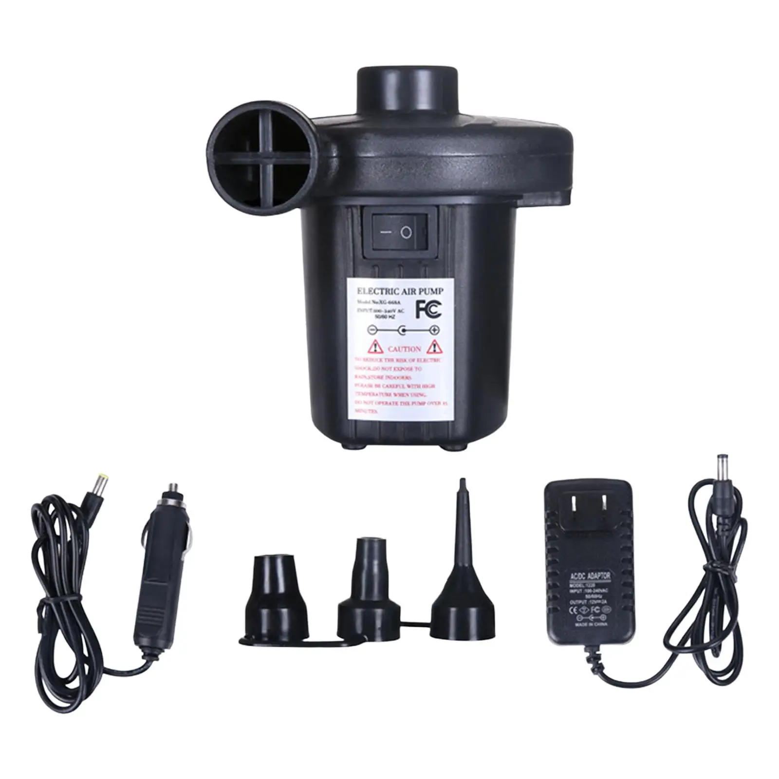 Electric Air Pump Air Mattress Pump with 3 Heads Nozzle for Inflatables Air Beds Outdoor Camping