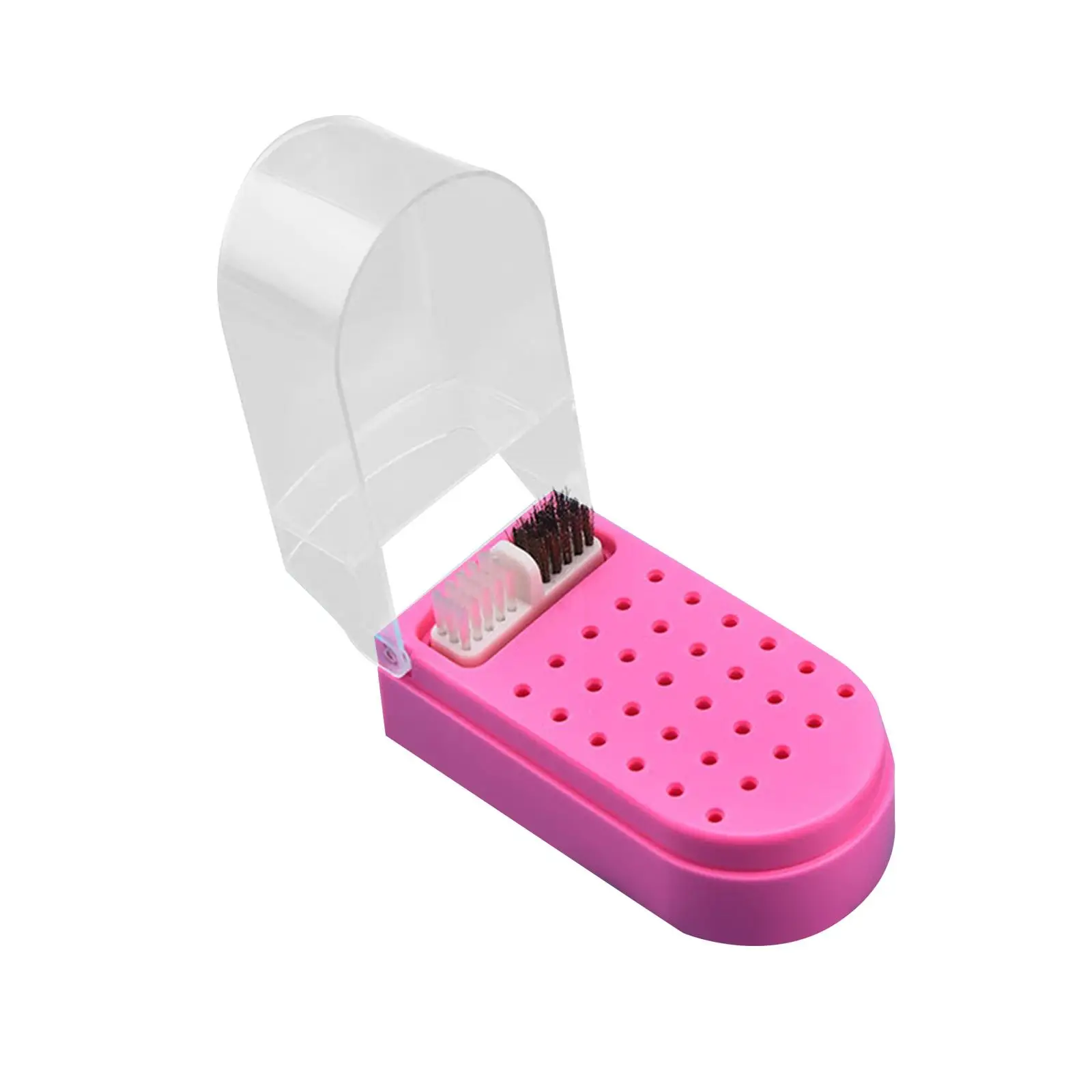 Pink Nail Drill Bit Holder 30 Slots Container Case Manicure Tool Polishing Bits Storage Box