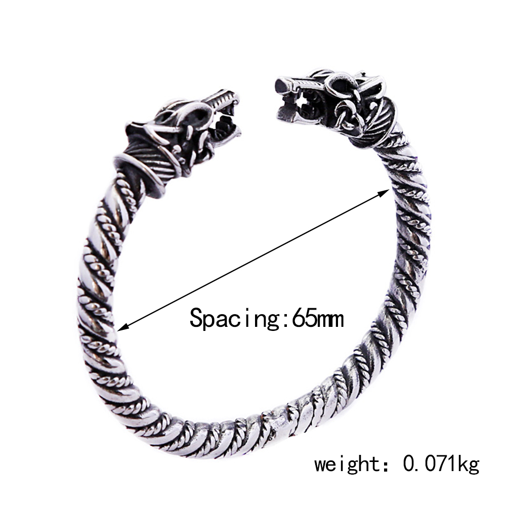 Vintage Nordic Wolf Kopf Armband Edelstahl Viking Männer Armband Mode Biker Tier Amulett Schmuck Geschenke Dropshipping – Detail 1