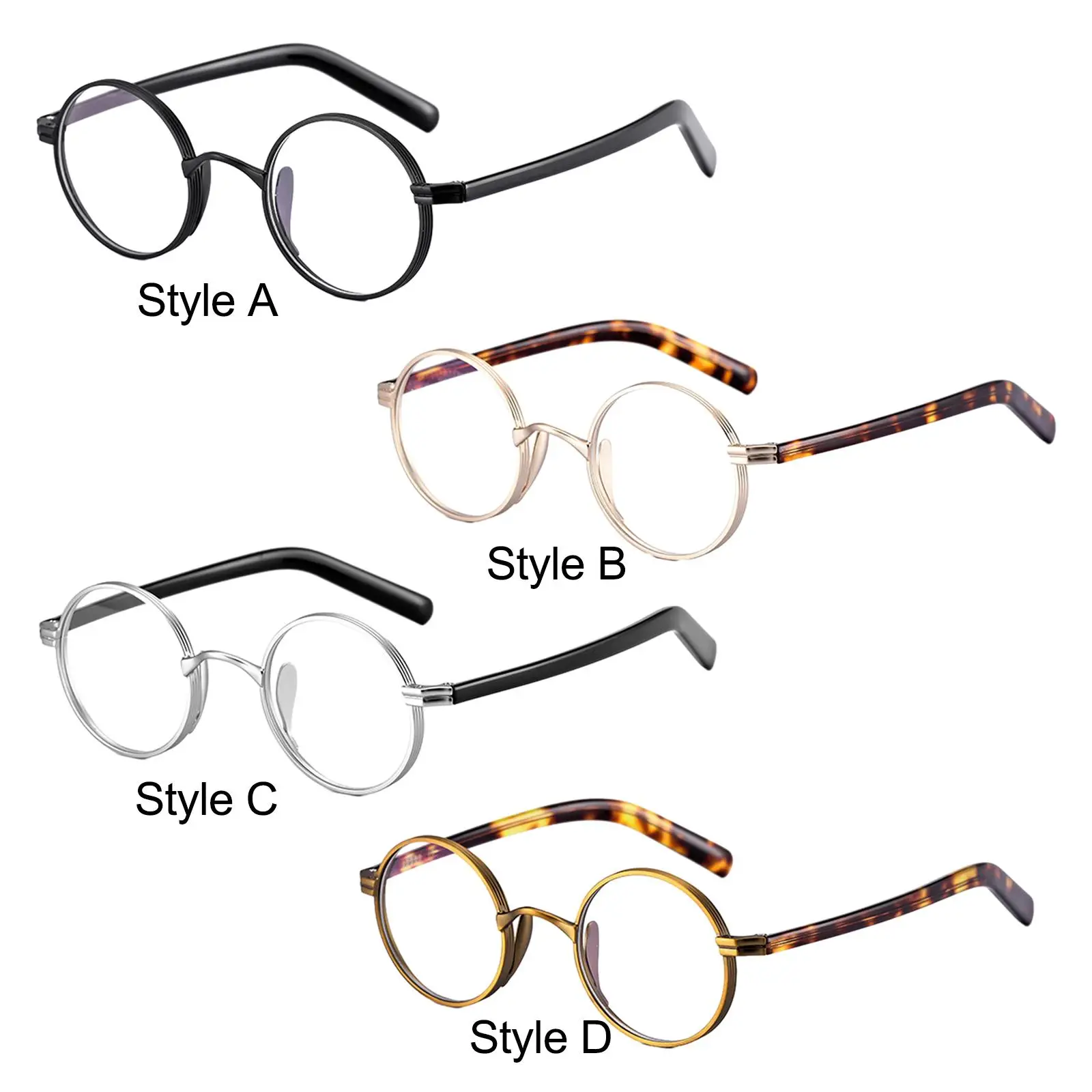 Glasses Frames Round Eyeglasses Frames, Lightweight Oversize for Men Women, Classical Retro, Titanium Alloy Eyeglass Frame