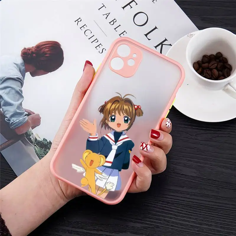 Card Captor Sakura Anime Phone Case For iPhone 13 12 11 Mini Pro XR XS Max 7 8 Plus X Matte transparent Pink Purple Back Cover 13 pro max cases