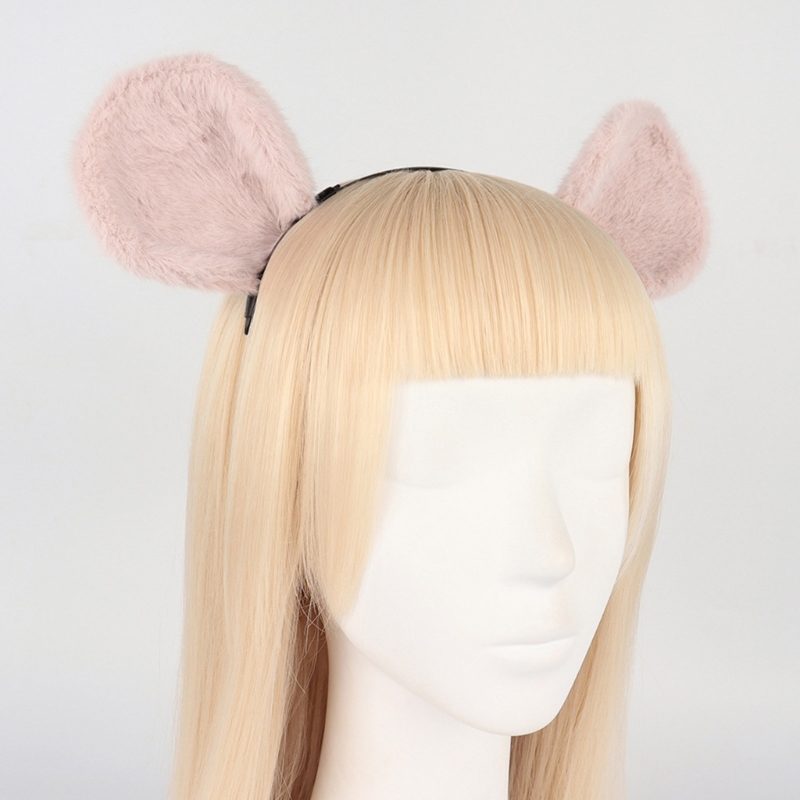 2 Stück Maus Katze Wolf Schwanz Ohren Stirnband Set Halloween Weihnachten Phantasie-Party Kostüm Spielzeug Geschenk für Frau Männer Cosplay – Detail 9