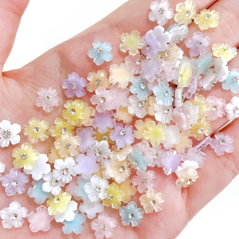 Best of 30PCS Ice Transparent Five Petal Flower Nail Charms Accessories With Rhinestones Crystals Nail Art Decoration Manicure Supplies Reviews & Tips