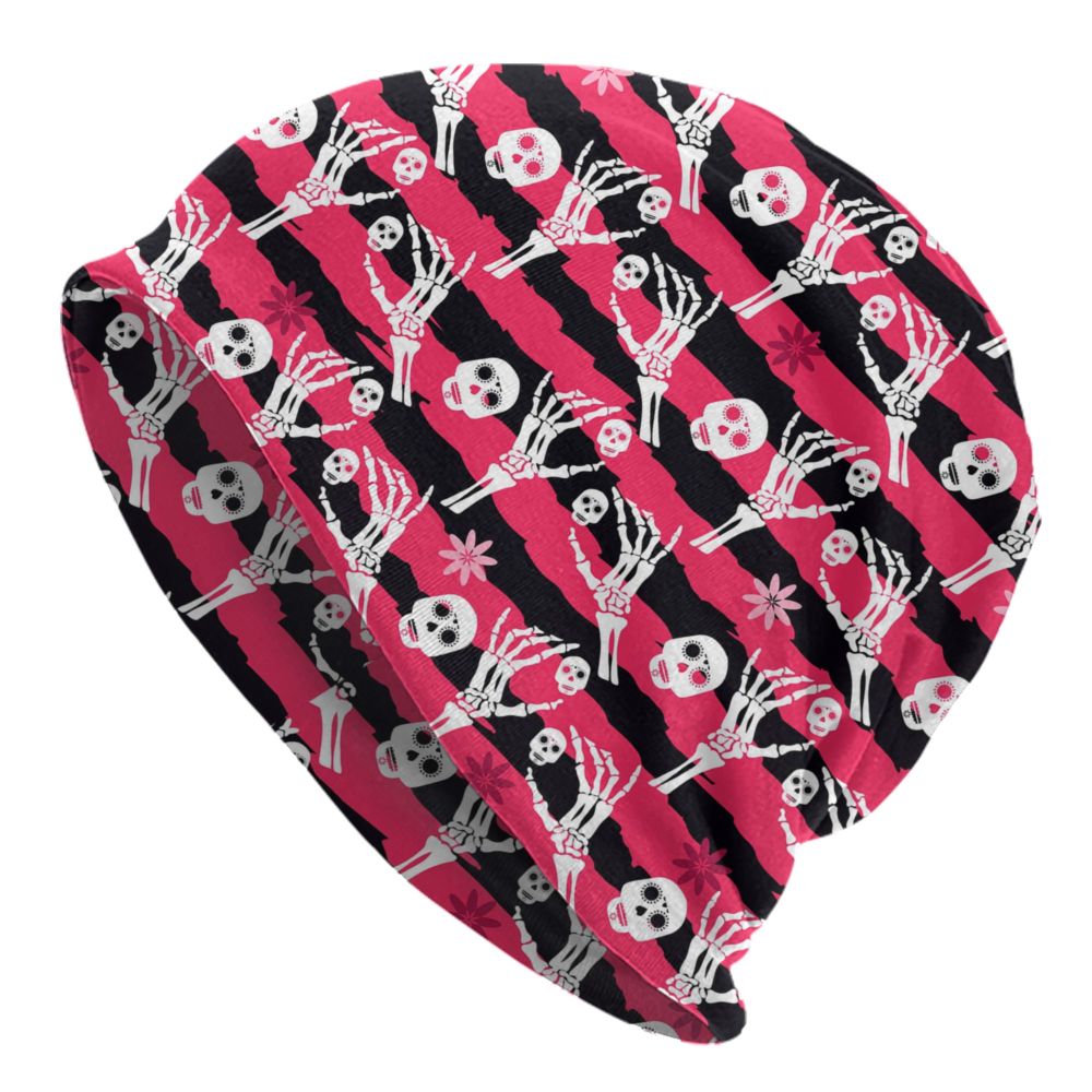 Benutzerdefinierte Schädel Druck Motorhaube Hüte Straße Stricken Hut Für Frauen Männer Winter Warme Horror Skeleton Tod Skullies Beanies Caps – Detail 7