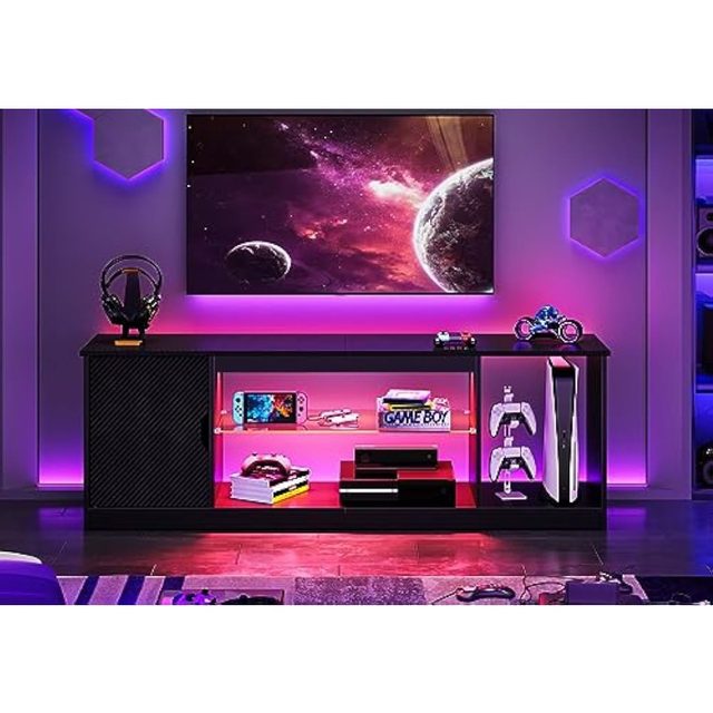 Airdown Wood TV Stand with LED Lights 39 Inch Modern Entertainment Center  for Gaming Living Room, Bedroom TV Console - AliExpress