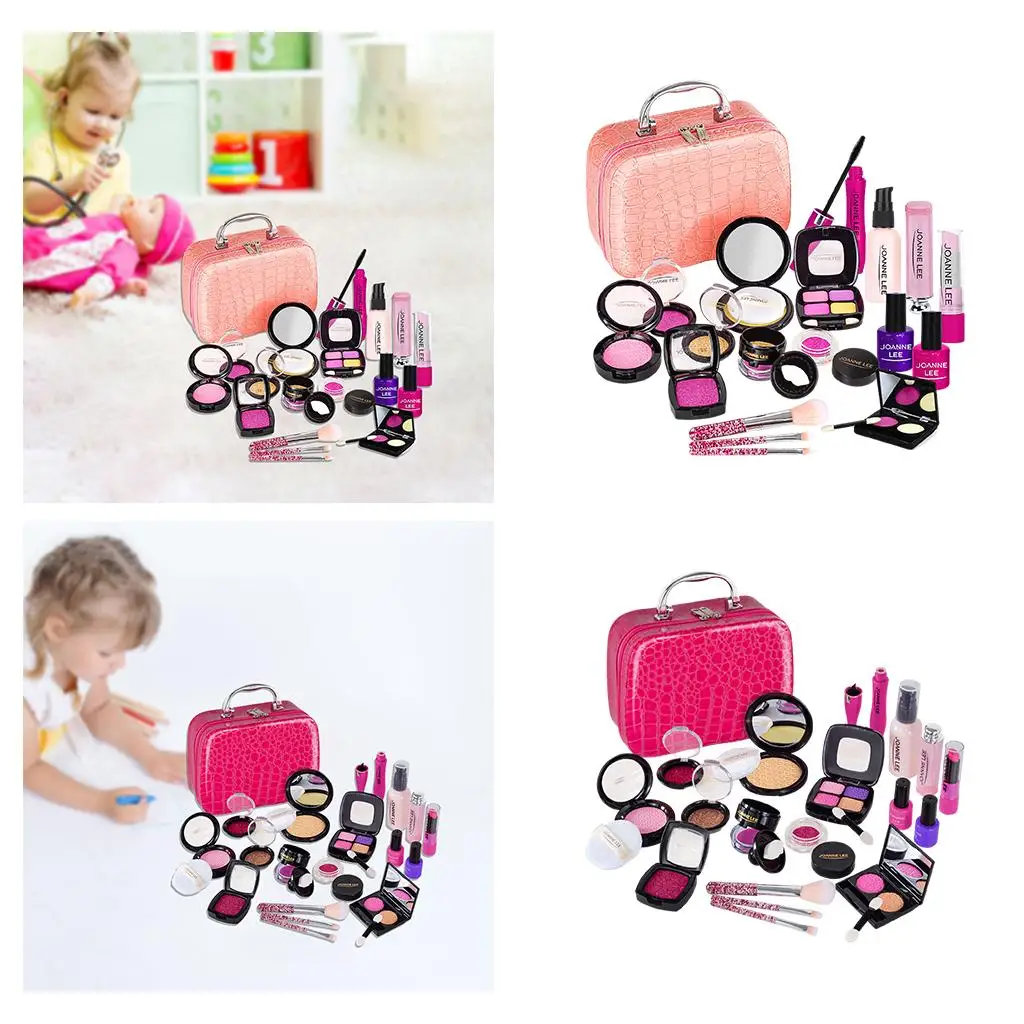 Toddler Kids Makeup Set with Cosmetic Bag Beauty Princess Pretend Play Toys Girls Birthday Gift