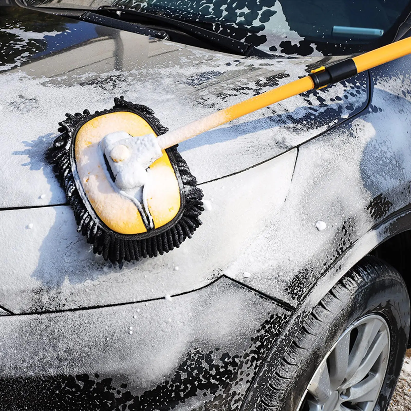  Brush, Long Handle Fast Foaming Adjustable  Large Brush Head Duster Washing Car Wash Brush Mop  RV Car