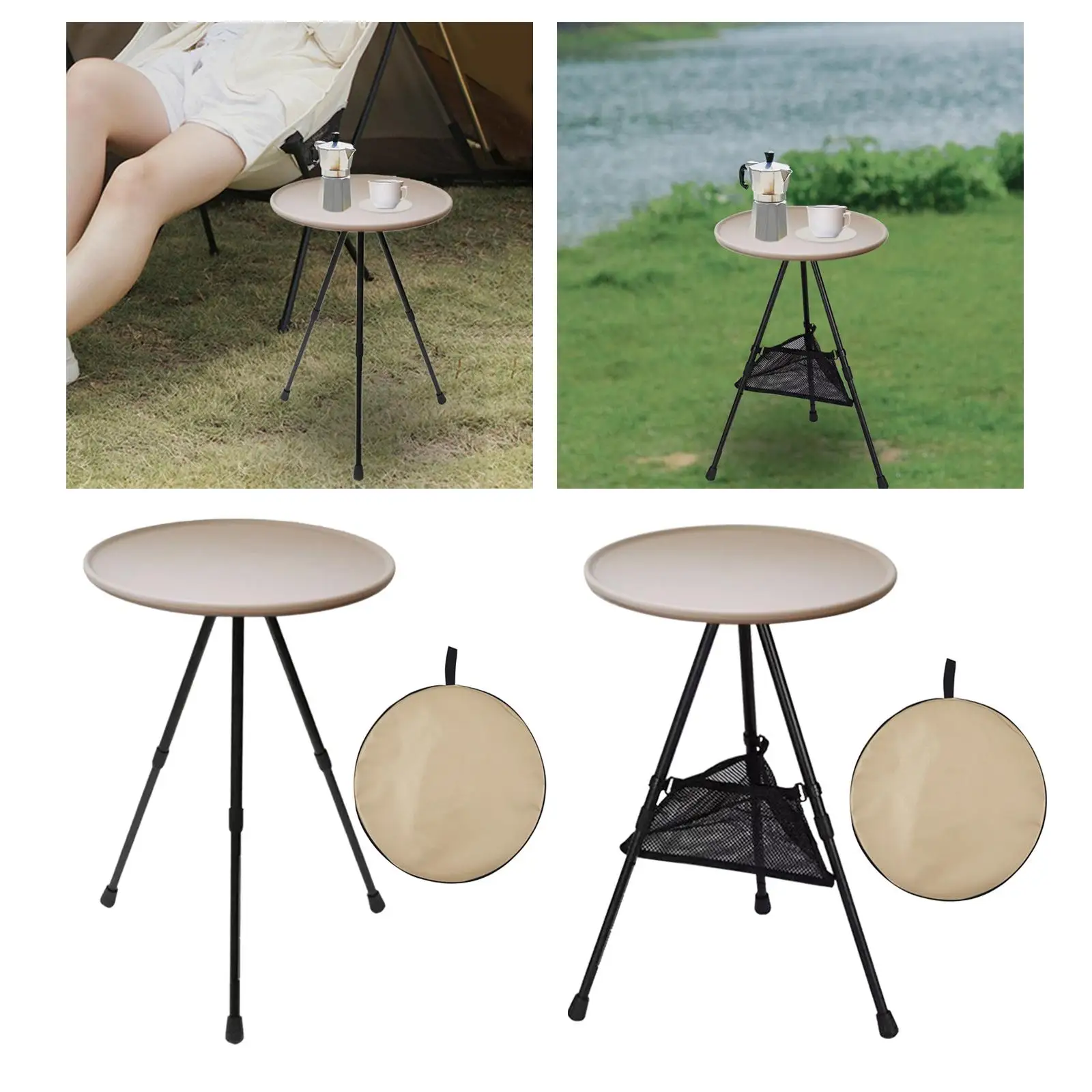 Foldable Picnic Table Tea Coffee Table Portable Camping Table Lifting Table Outdoor Folding Round Table for Hiking Party Cooking