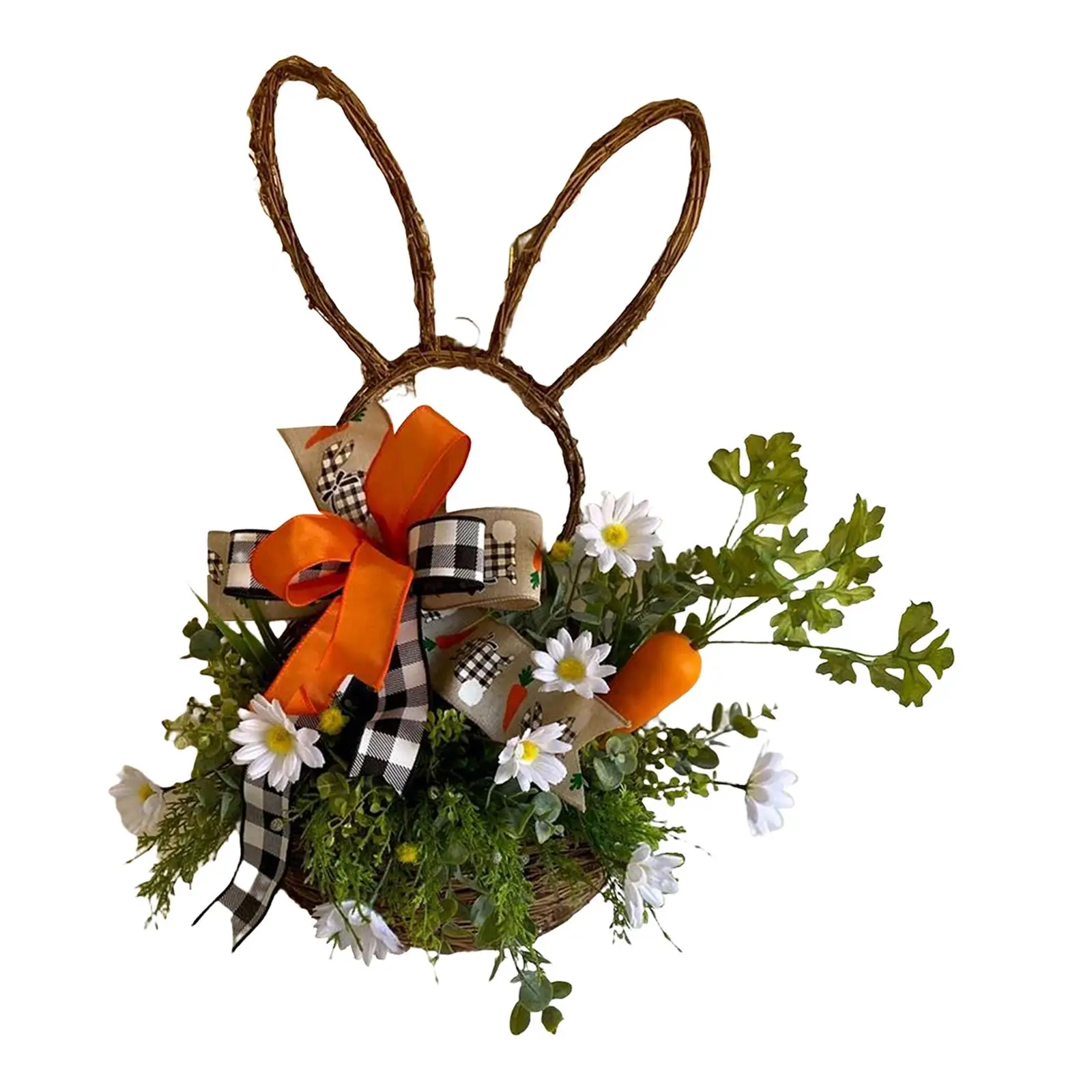 Bunny Easter Wreath Pendants Wall Hanging Green Leaf Wreaths for Indoor Outdoor Decoration Props