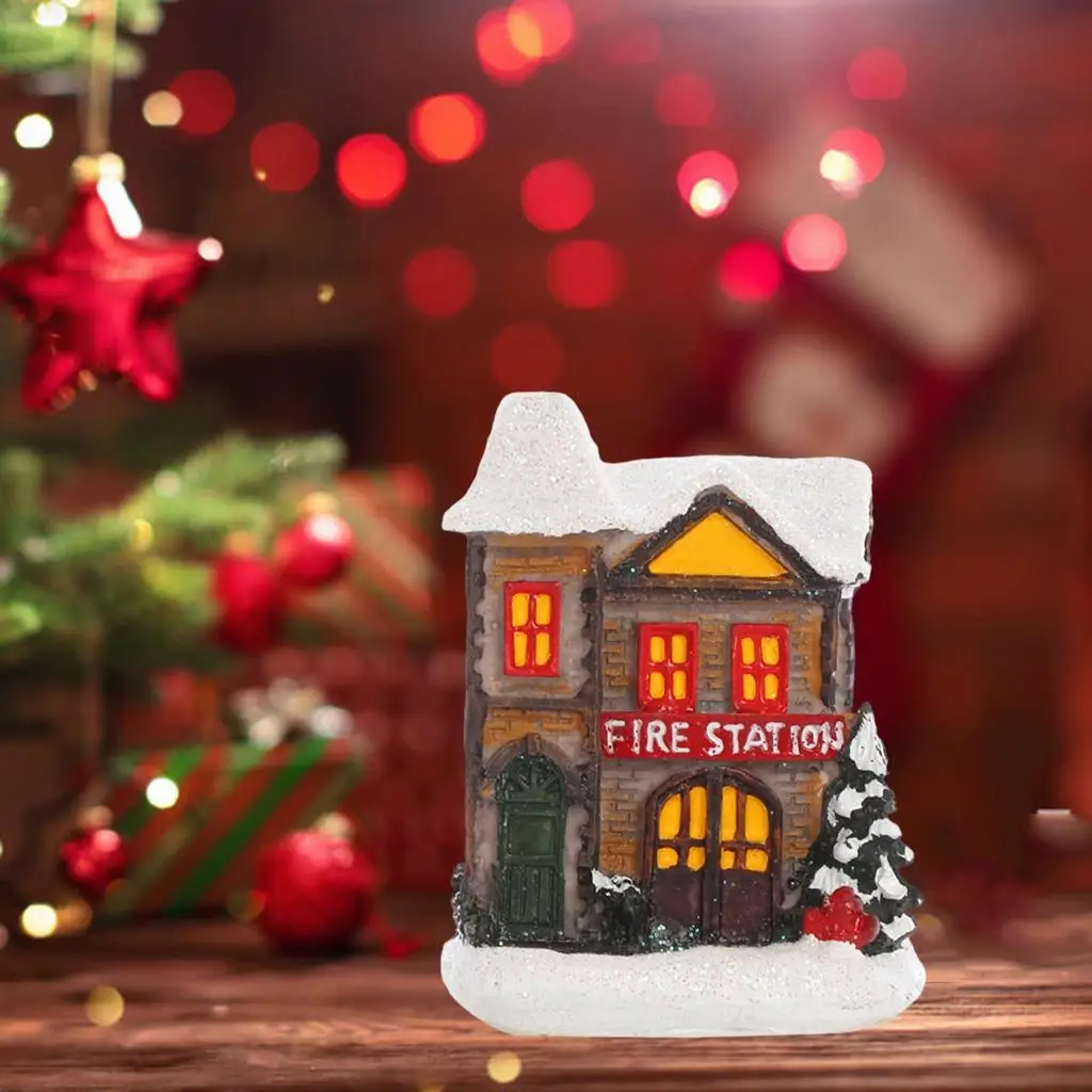 Snow Houses With Colorful Flashing LED Light Christmas Decoration for Home New Year Kids Gift Christmas Scene Village