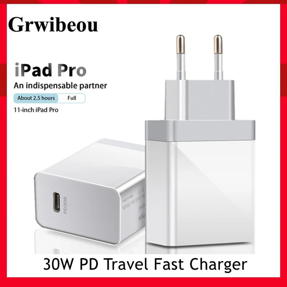 Grwibeou 30W USB-C PD Fast Charger for iPhone 12 Pro Max XR XS MacBook Air USB Wall Adapter Charge for Samsung S20S9 Xiaomi Mi10