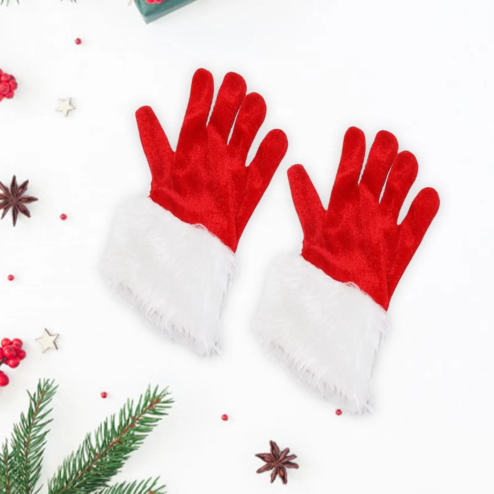 Red Gloves Winter with White Furry Elegant Multifunction Durable Short for Women, Kids Wedding Girls Cosplay Party