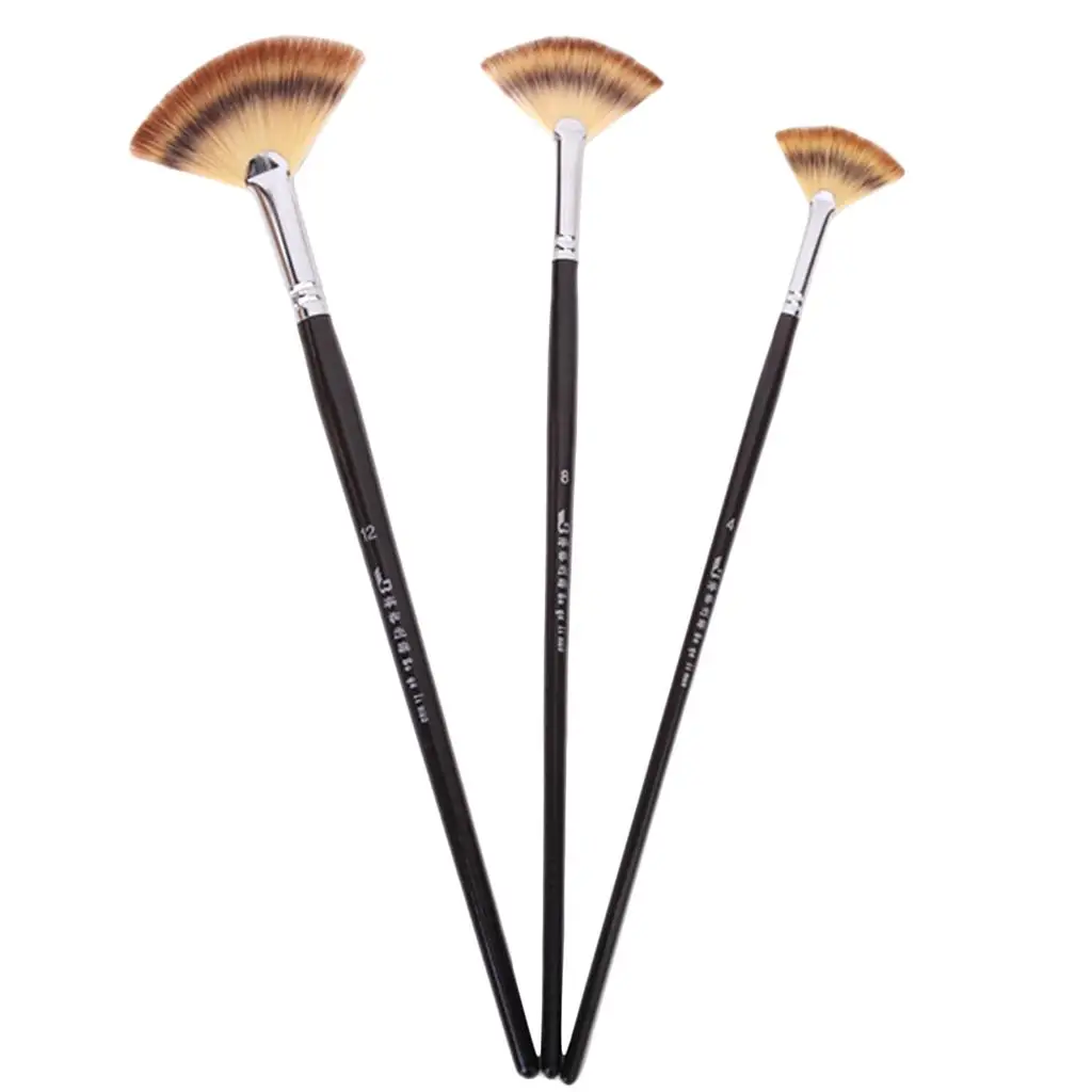 3pcs Brush Assorted Brushes Pr Painting Diner Oil Watercolor-S15