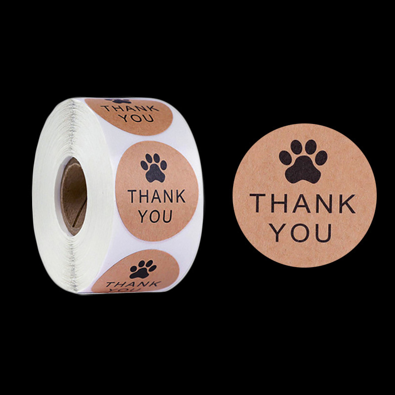 500-pcs 1 Zoll Bronzing niedlichen Katze Fußabdruck danke Kraft papier Aufkleber Rolle Hochzeits dekoration Briefpapier Geschenk Siegel Etikett – Detail 3