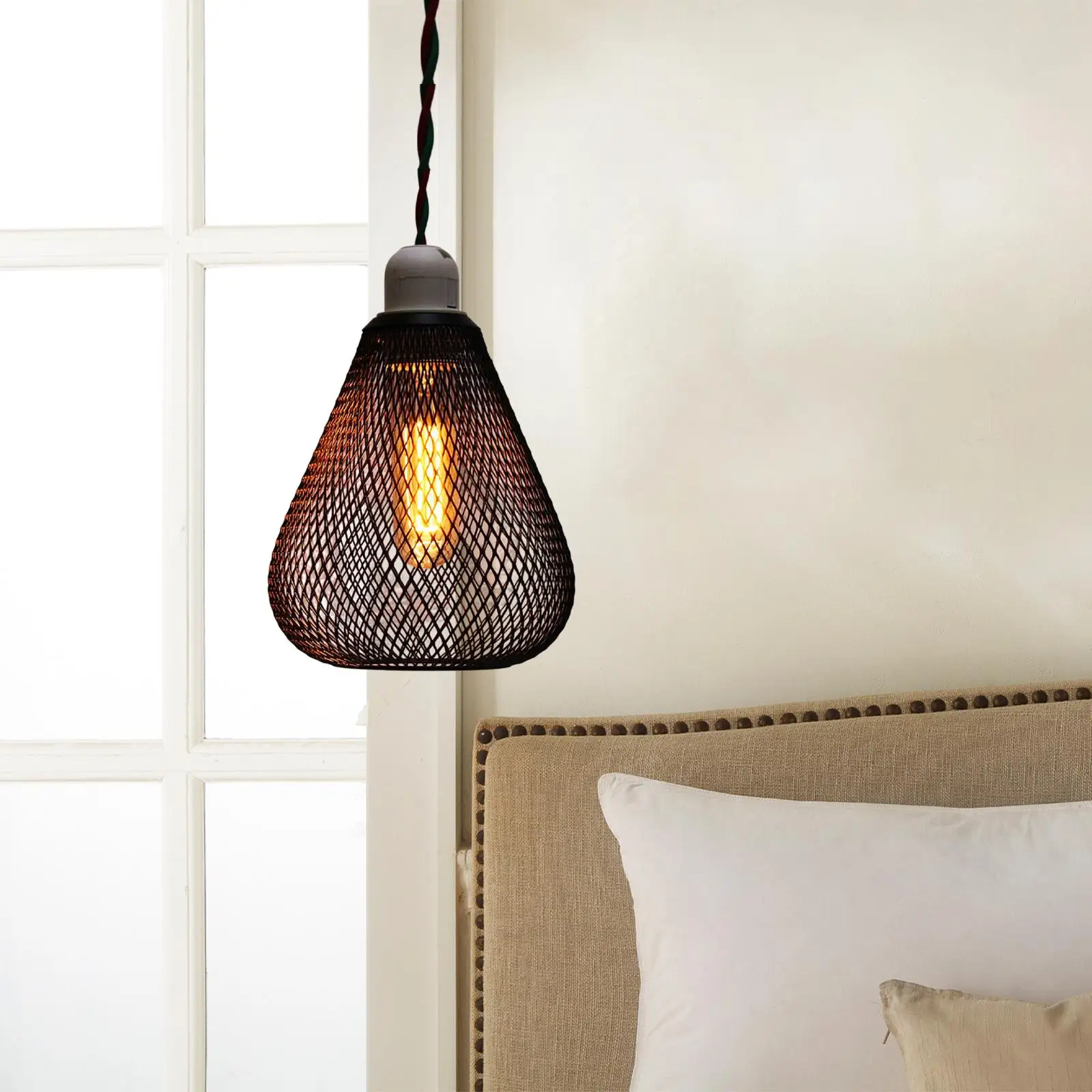 Iron Wire Lampshade Pendant Light Cover Lantern Shade Hanging Light Fixture Chandelier Cover for Cafe