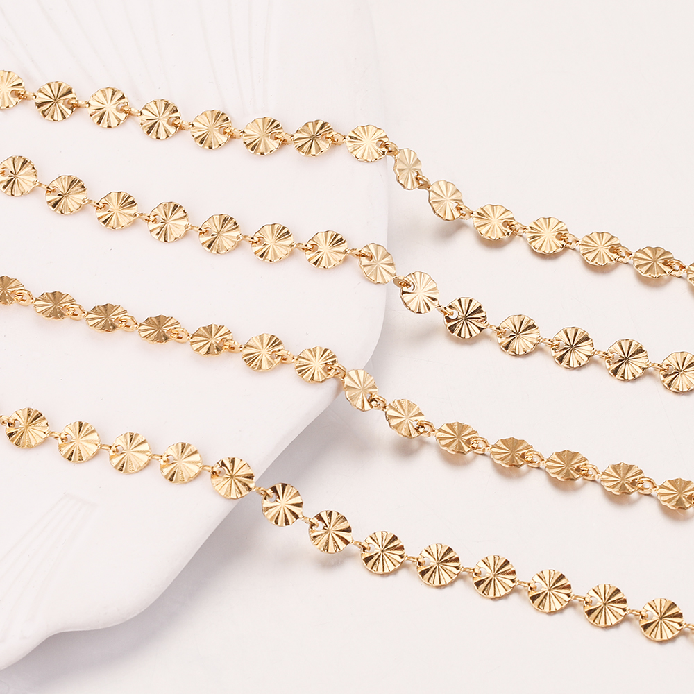 1M 4/5mm Runde Scheibe Sonnenblume Edelstahlketten Vergoldete Kette für Fußkettchen Halskette Armband DIY Schmuckherstellung Zubehör – Detail 6