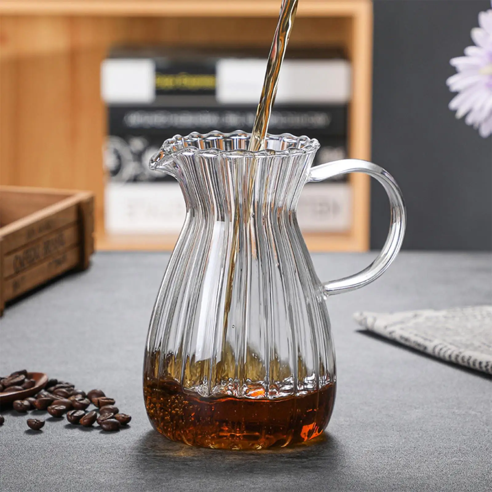 Glass Coffee Sharing Pot Japanese Style Coffee Kettle Drinkware Transparent Milk Pitcher for Shop Outdoor Camping