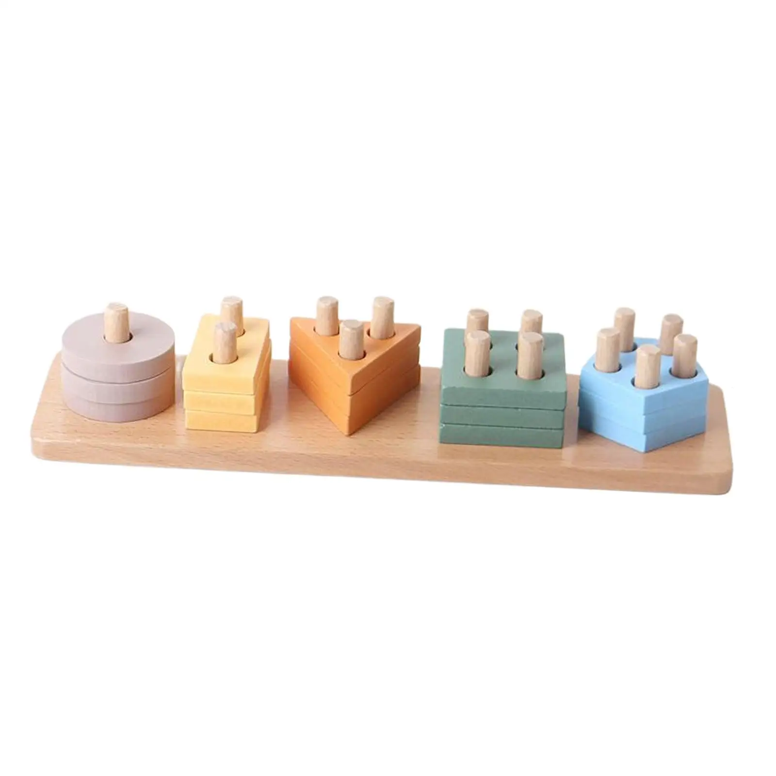 Learning Color Shape Block Shape Color Recognition Blocks Wooden Sorting and Stacking Toys for Baby Boys Girls 1 2 3 4 Years Old
