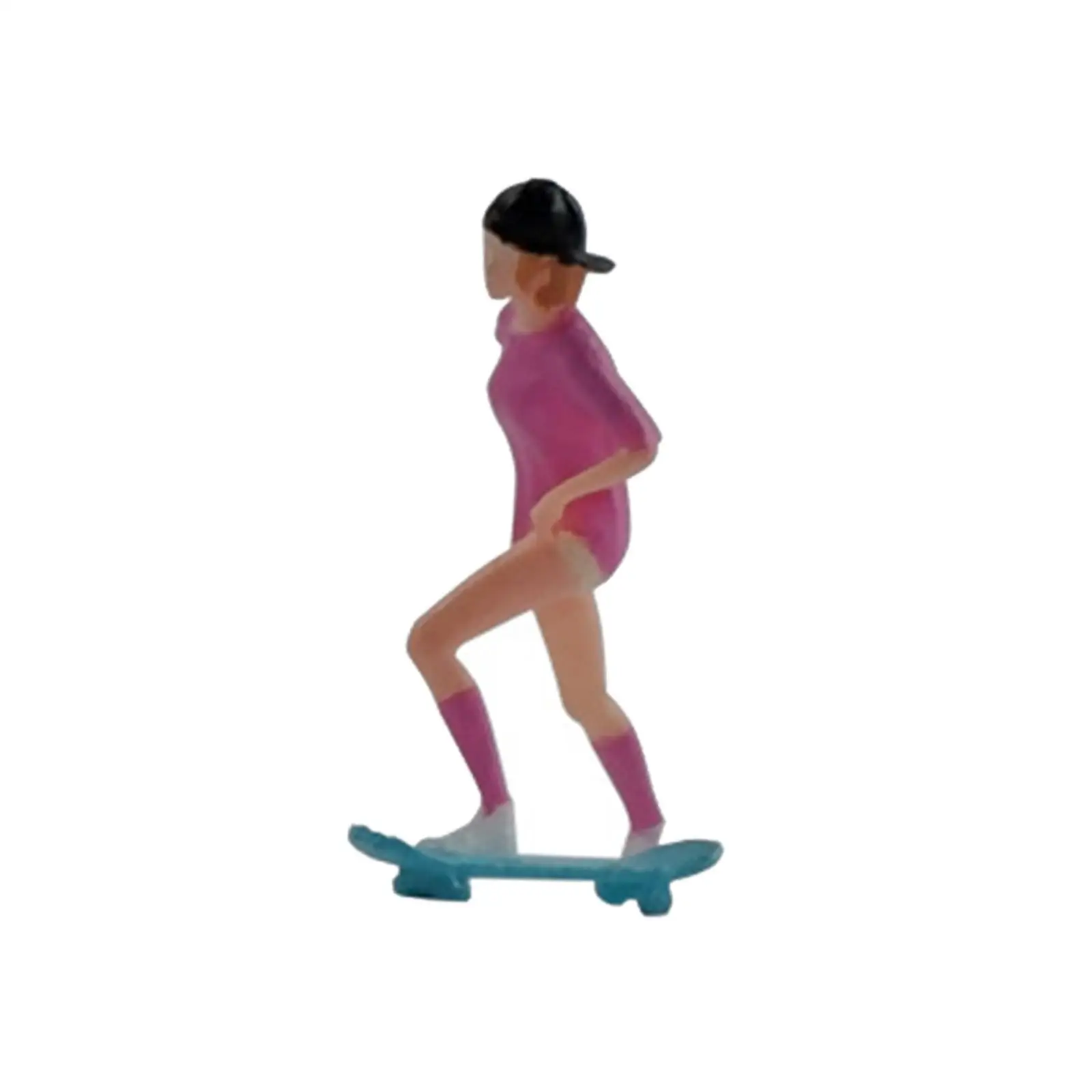 1/64 Scale People Figurines Skateboard Girl Mini People Model for Layout Decoration