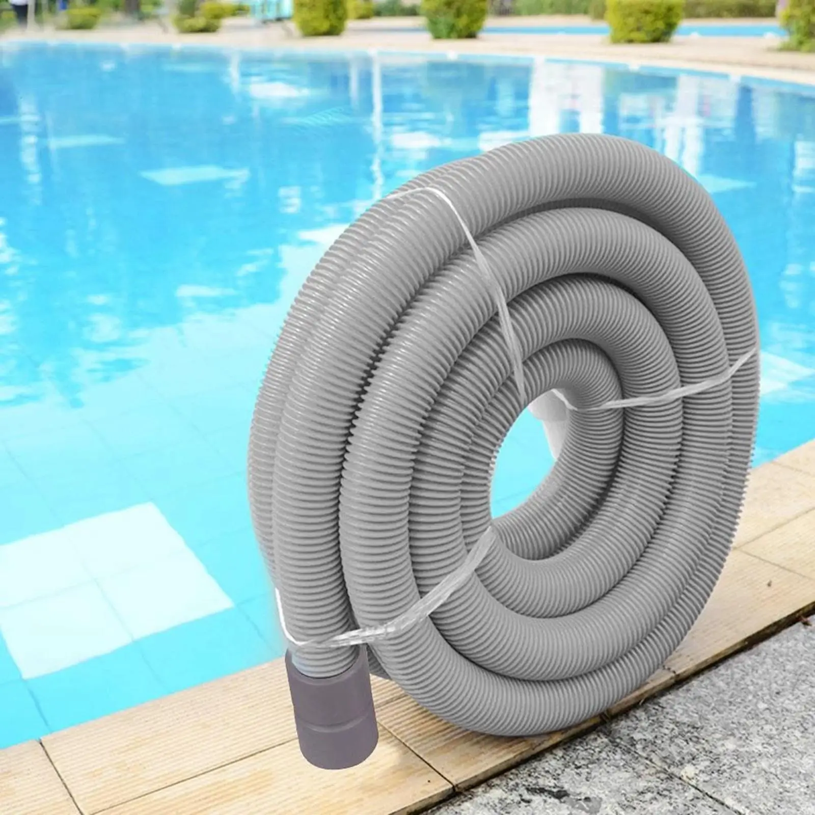 Ground Pool Vacuum Hose with Swivel Cuff Swimming Pool Portable Flexible Gray for Landscape Pool Cleaning Accessory