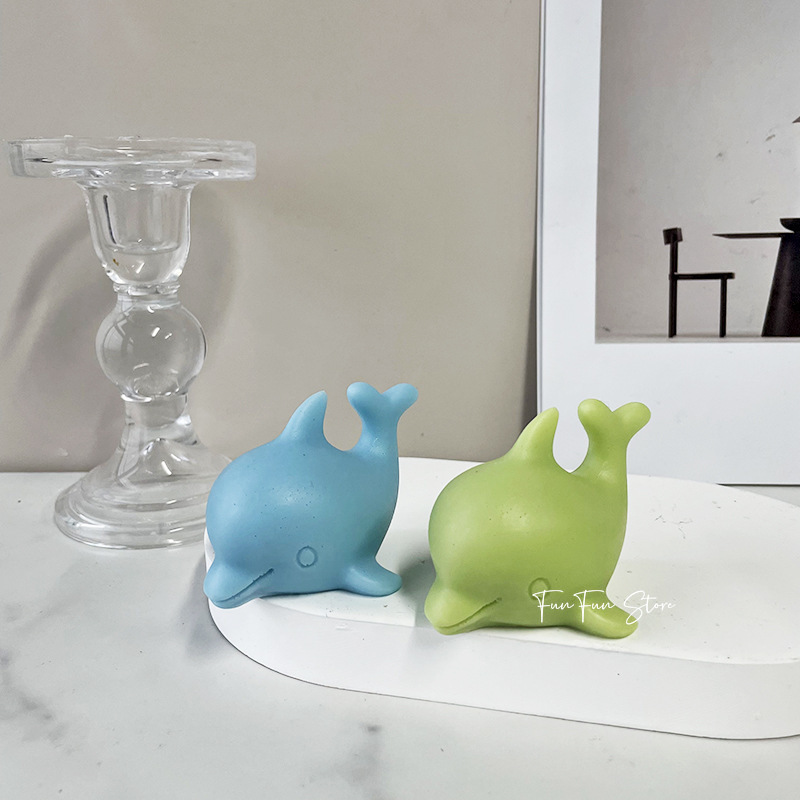 Description Picture 6 of item3D Cute Little Dolphin Scented Candle Silicone Mold Cute Cartoon Animal Dolphin Mousse Cake Ice Cream Plaster Drop Glue Mold