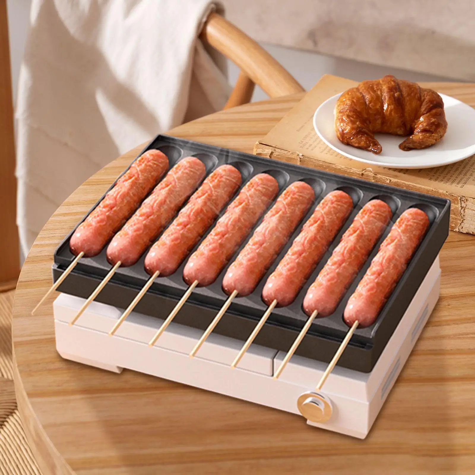 8 Grids Sausage Grilling Pan DIY Nonstick Square Grill Pan Corn Dog Maker Hot Dog Maker for Kitchen Cooking Outdoor Baking