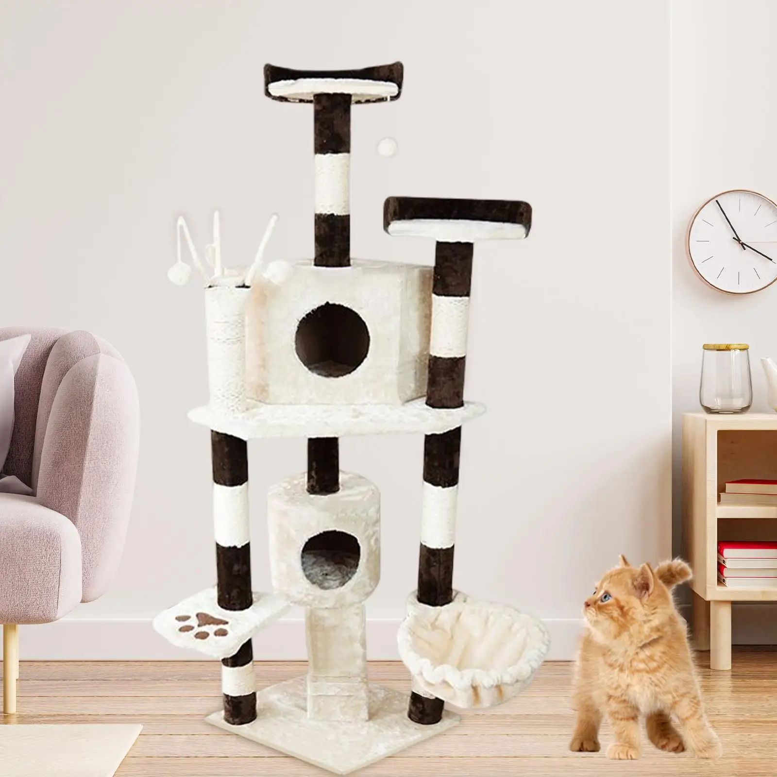 Tall Cat Scratcher Post Climbing Tree Hanging Toys Furniture Protector Animal Climbing Frame Scratching Toy for Indoor Cats Rest