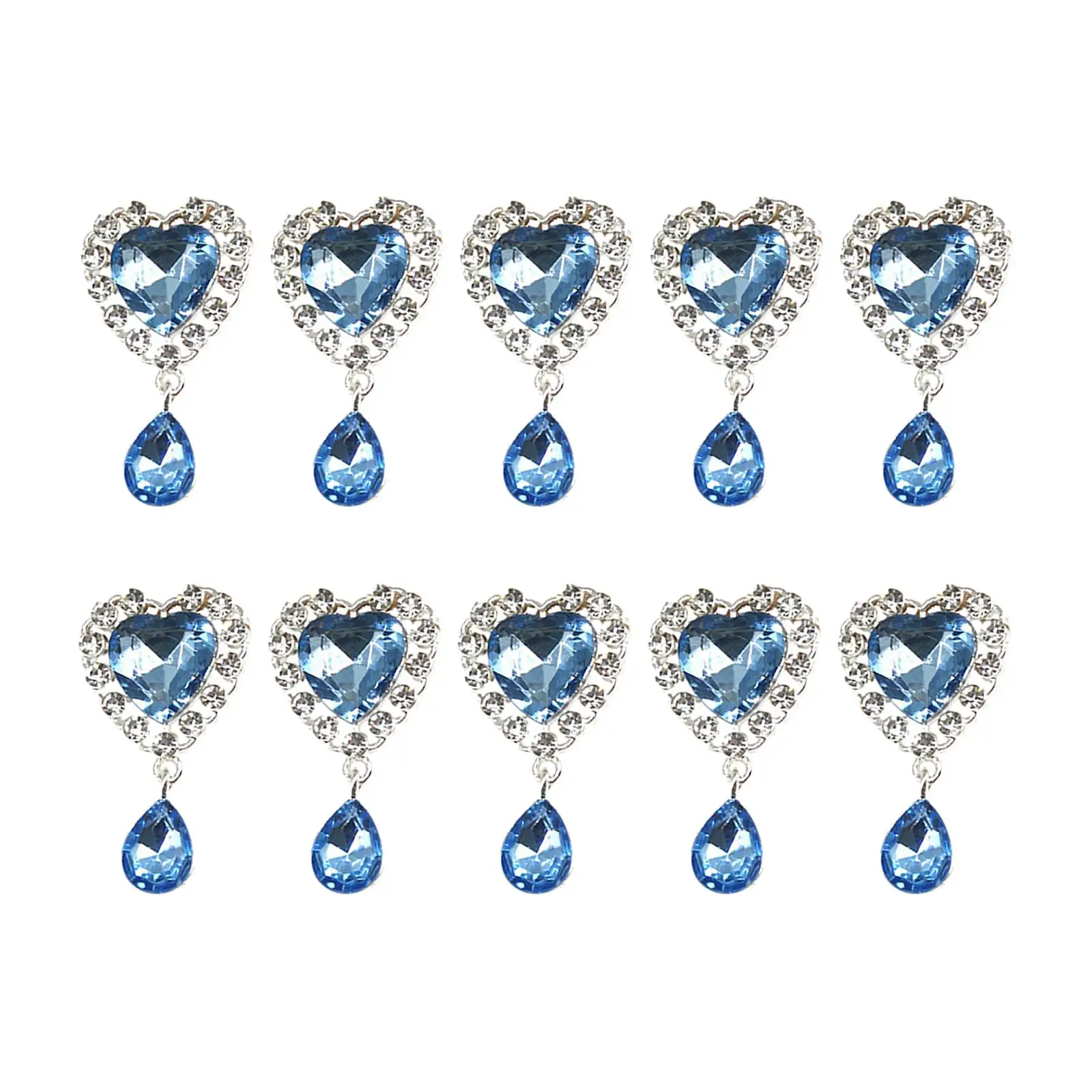 10Pcs Heart Rhinestone Buttons Heart Pendant for DIY Wedding Jewelry Making