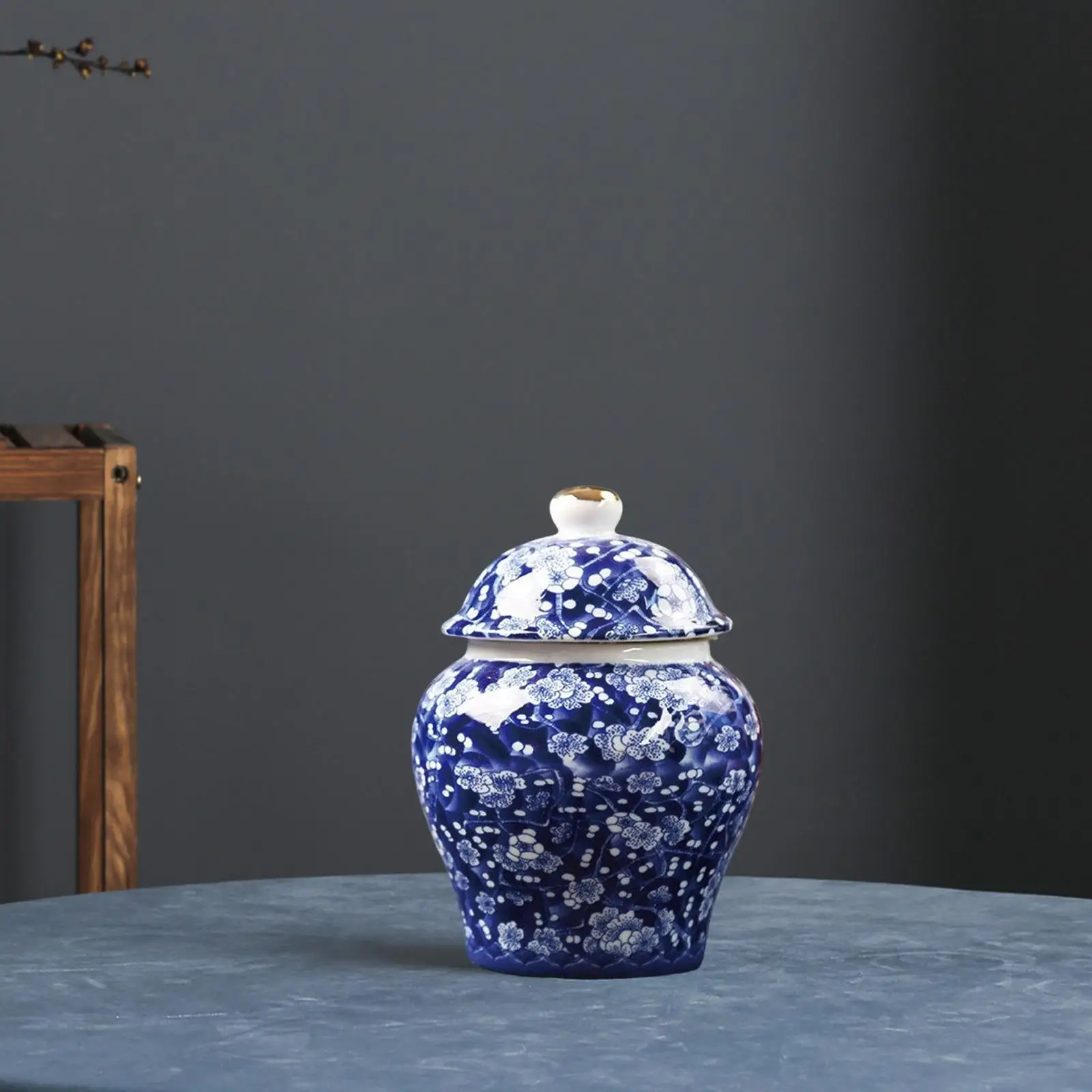 Airtight Lid Tea Canister for Loose Tea Coffee Bean Tea Caddy Storage Ceramic Porcelain Ginger Jar