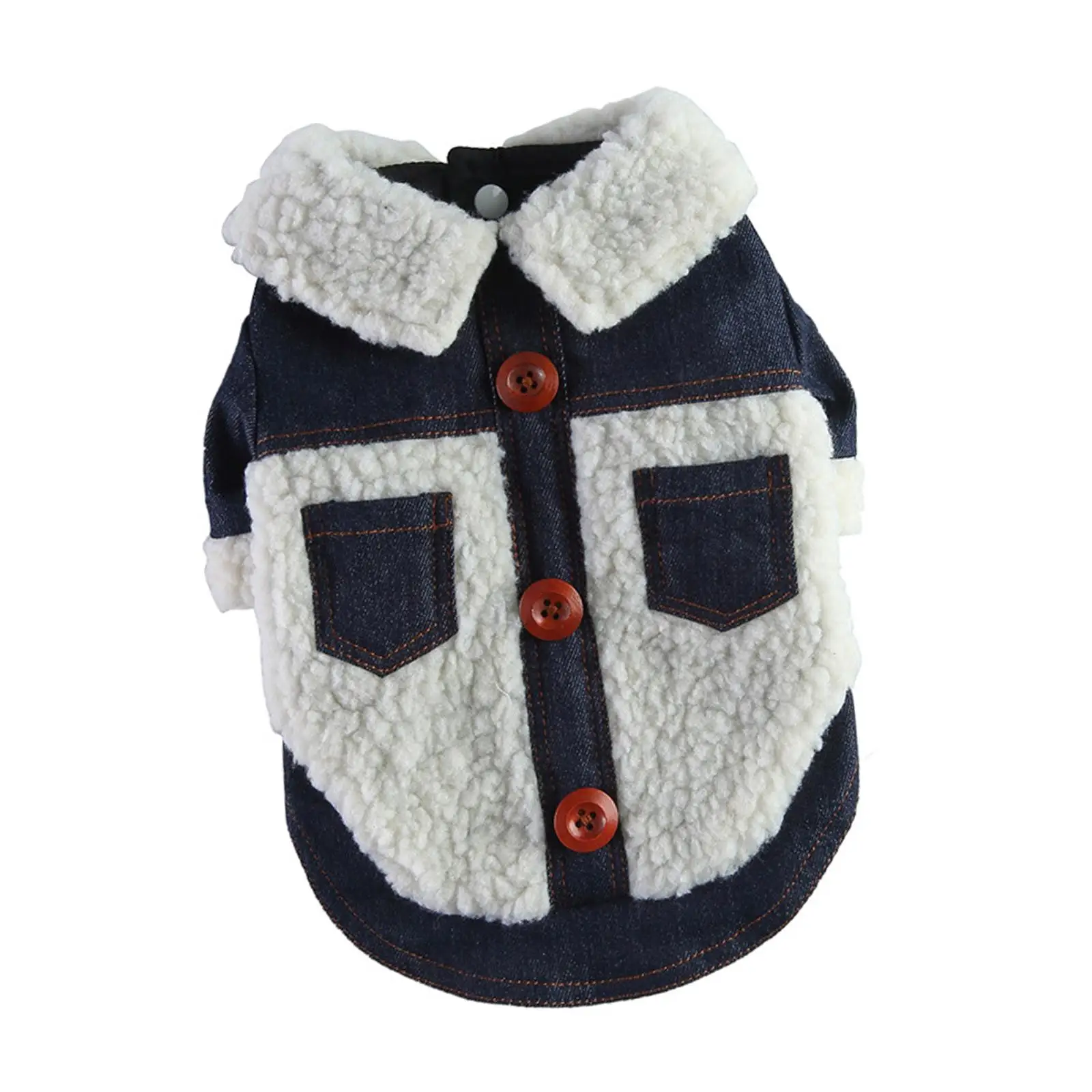 Denim Fleece dog Jacket with Pockets Puppy Jacket Pet Winter Clothes Fall Outfit for Walking Hiking Small Dogs Travel