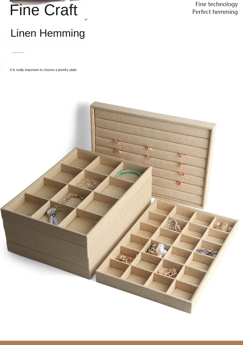 Handmade Burlap Jewelry Display Box Eco-Friendly Storage for Earrings Bracelets And Rings