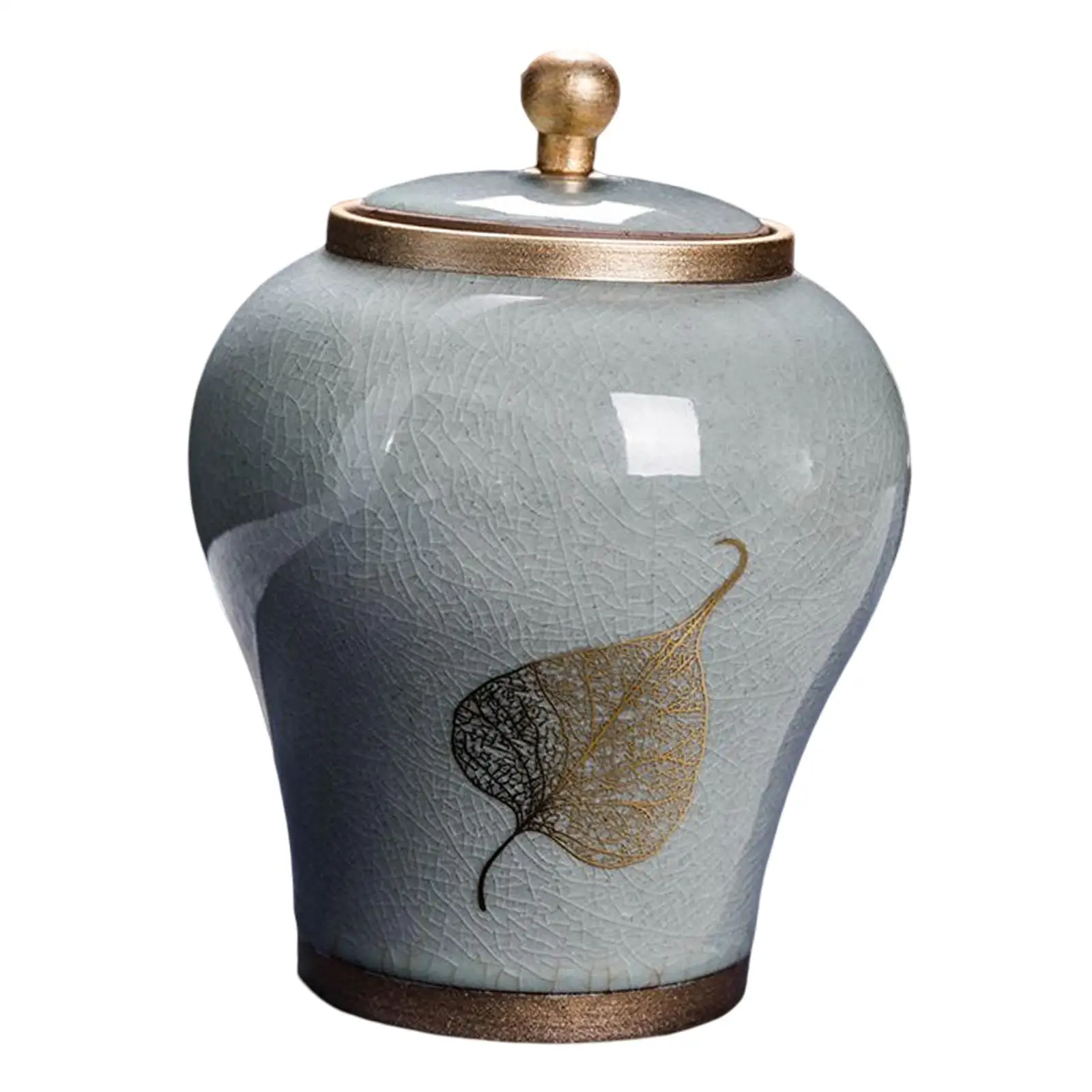 Ceramic Ginger Jar Decorative Vase Can Traditional Tea Caddy with Lid for