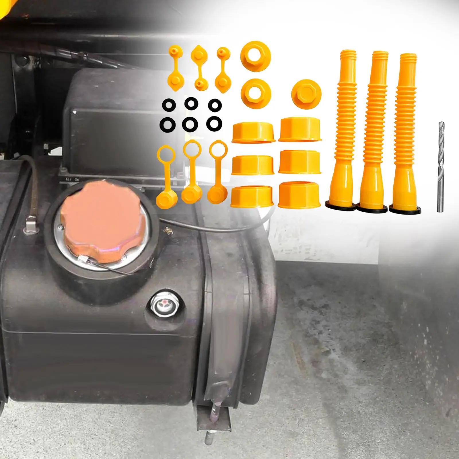 3 Set Rubber Gasket Gas Cans Nozzle Kit Plastic Sealing Caps Threaded Base Caps