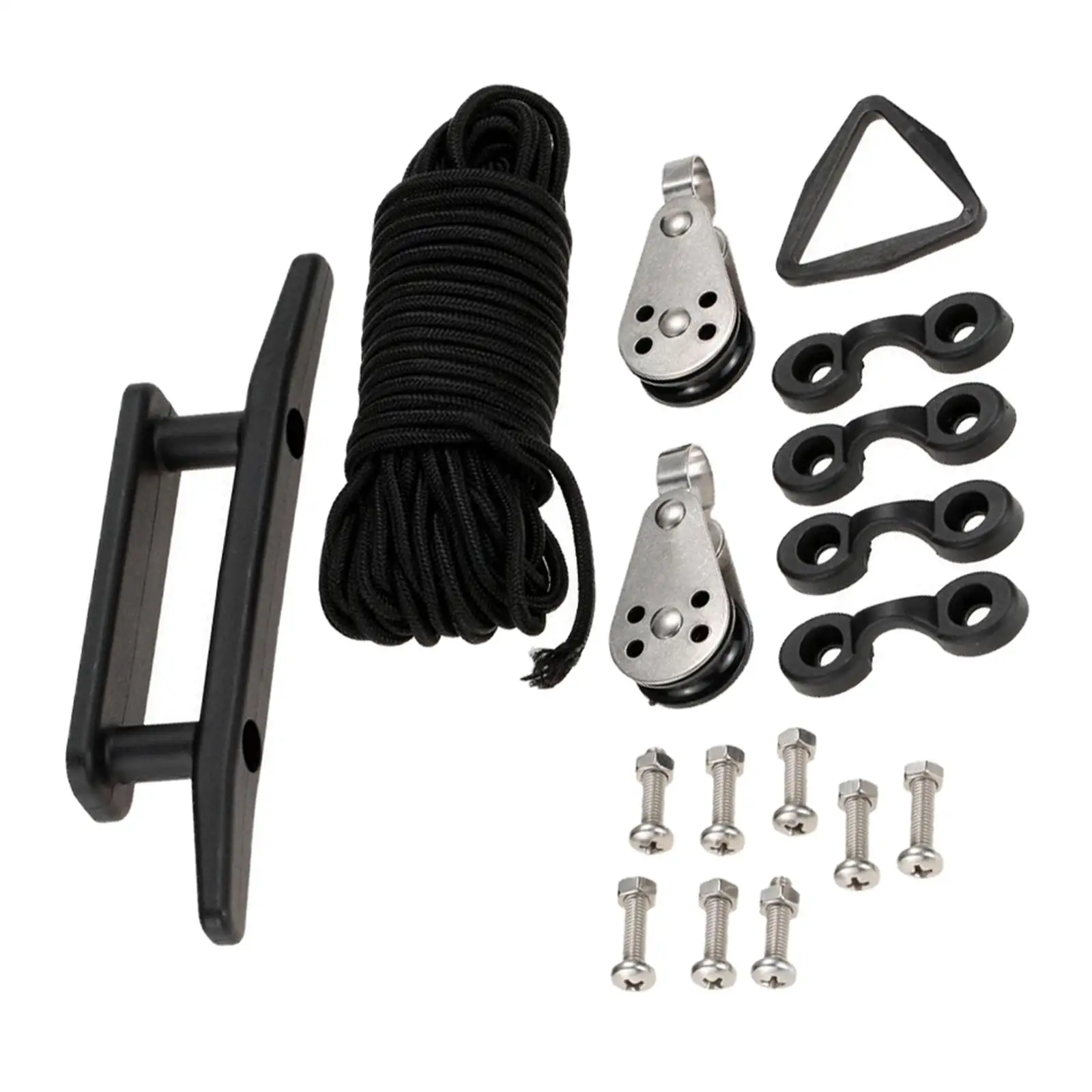 Kayak Canoe   Trolley Kit W/ 30 Feet of Rope Pad Eye Pulleys Ring