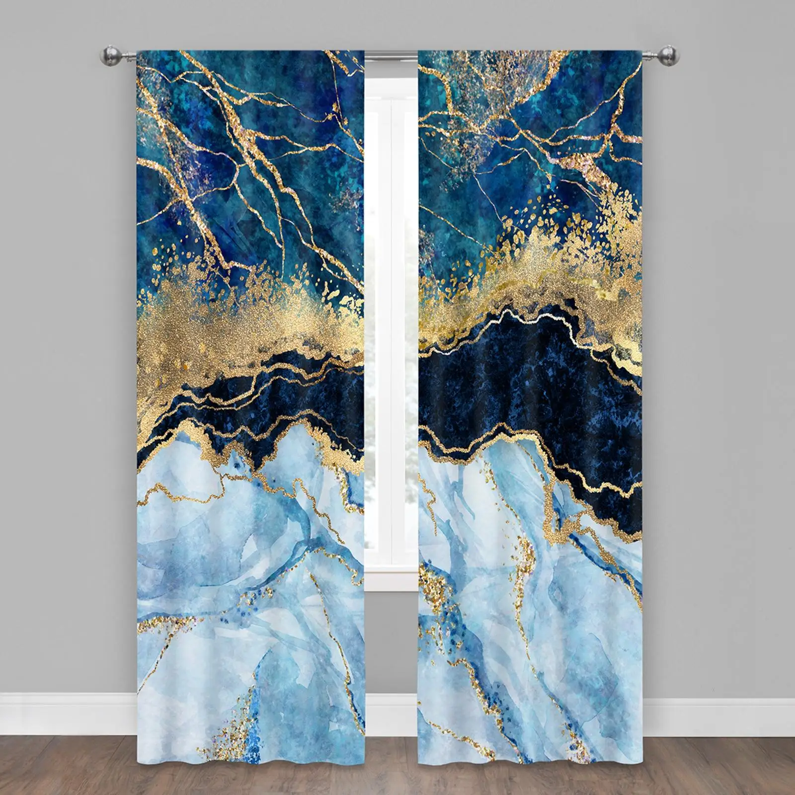 2x Polyester Curtain Panels Elegant Luxury Decorative Household Washable Window Treatment for Bathroom Bedroom Hotel Decoration