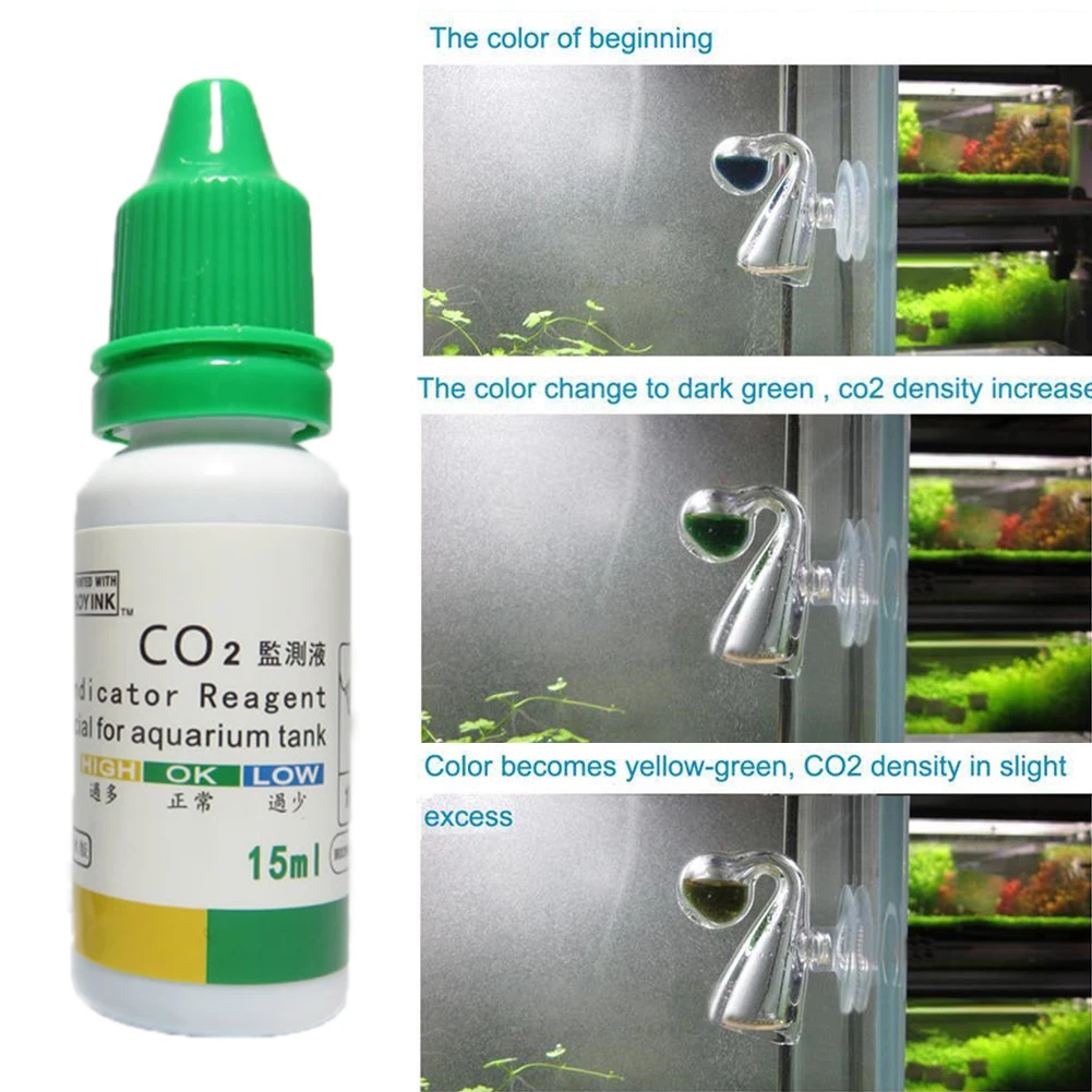 15ml Small Size Portable Lightweight CO2 Aquarium Drop Checker Bottled Monitoring Fish Tank Indicator Solution Liquid Test