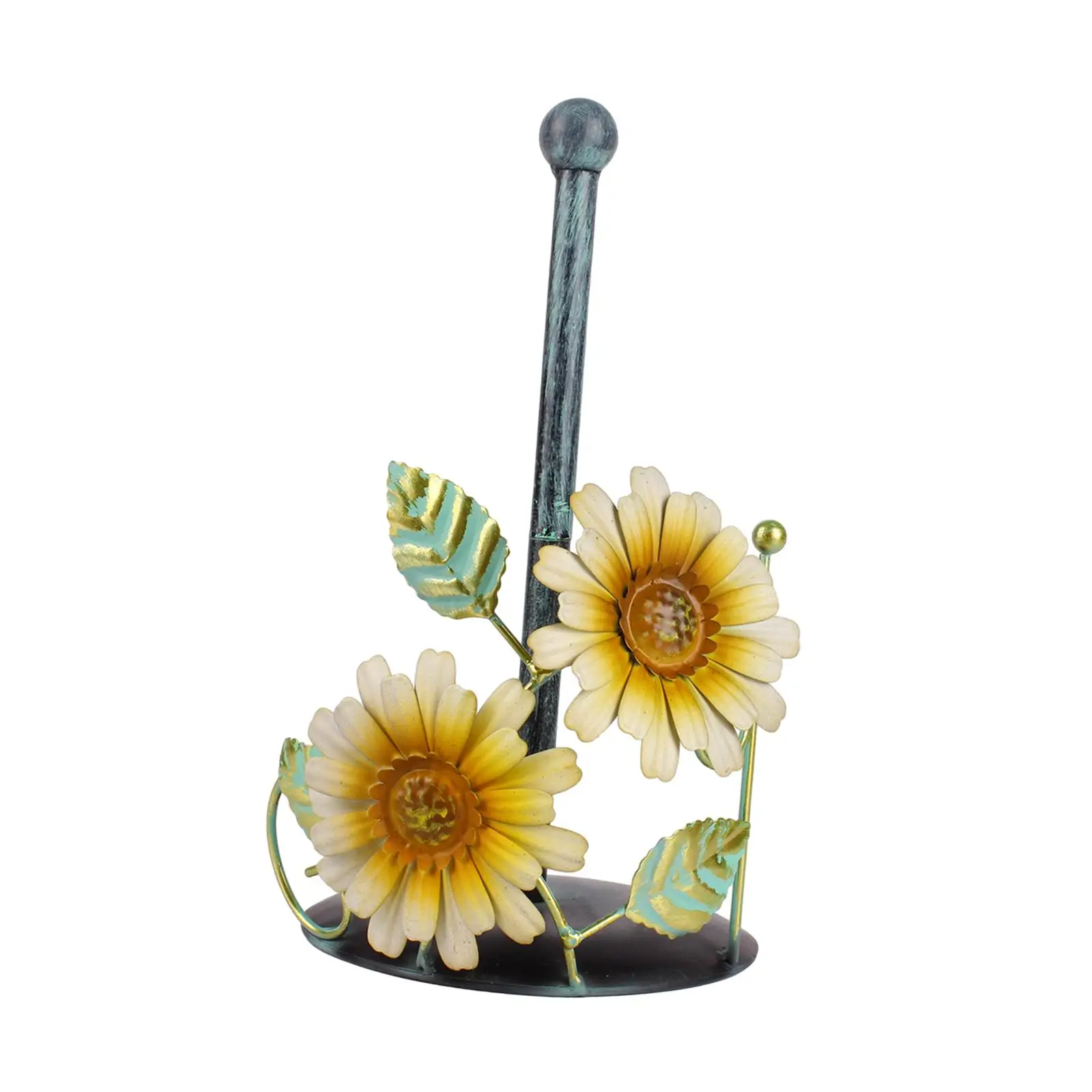 Stylish Sunflowers Paper Holder Countertop Storage Kitchen Roll Paper Towel Holder for Bars Kitchen Restaurant Indoor Washroom