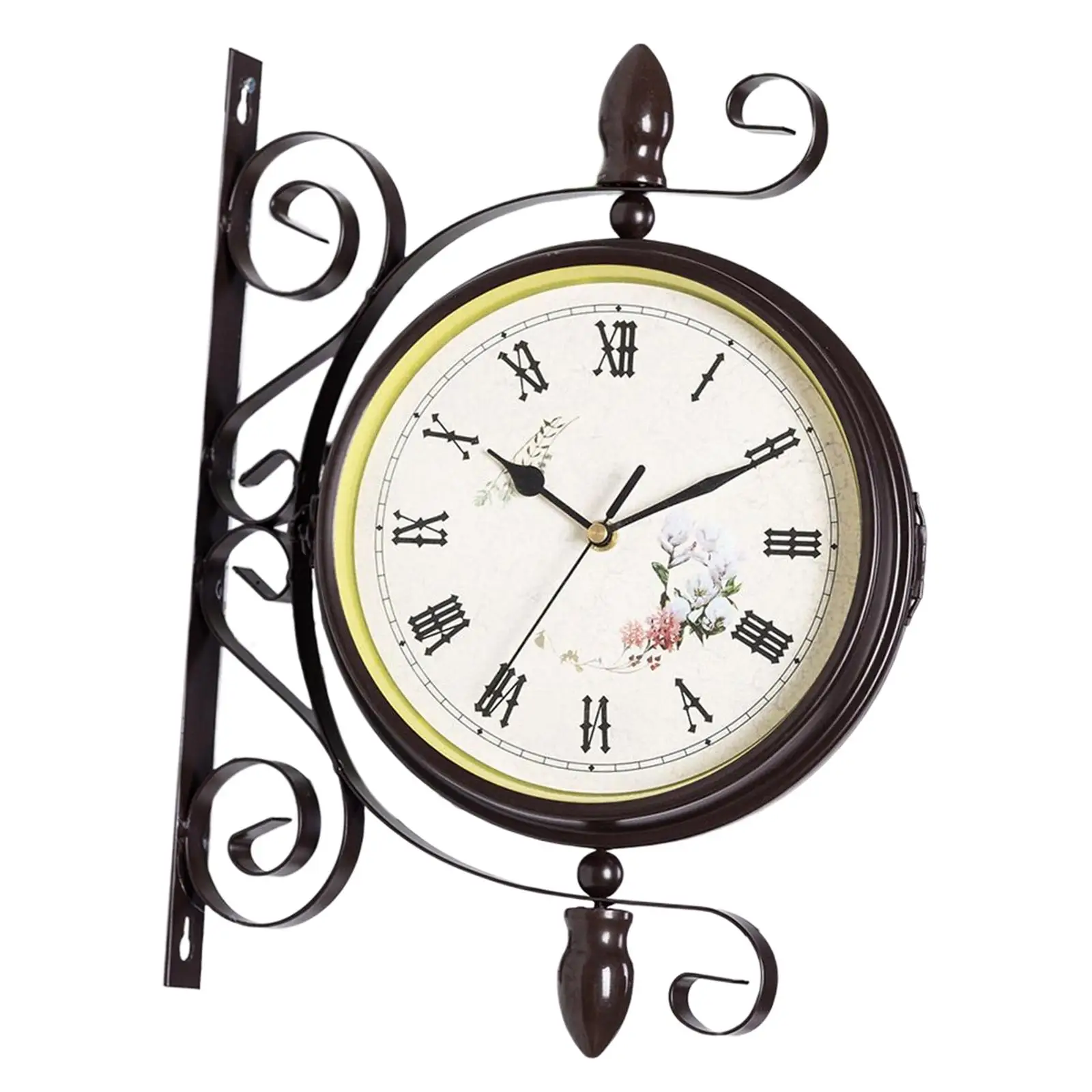 Double Side Wall Mounted Clock Quiet Hanging Clocks for Living Room Patio