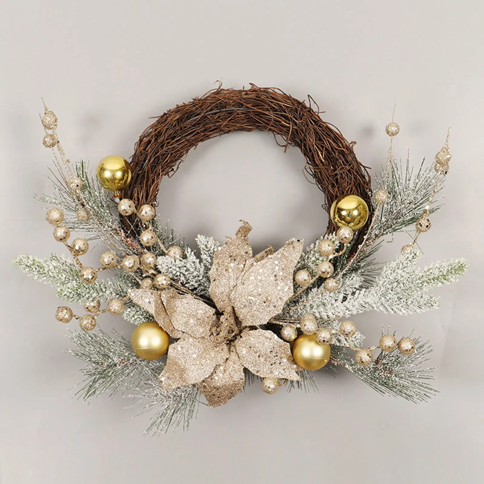 Christmas Wreath with Lights Christmas Door Hanging Decoration Christmas Vine Wreath for Xmas Farmhouse Indoor Window Outside